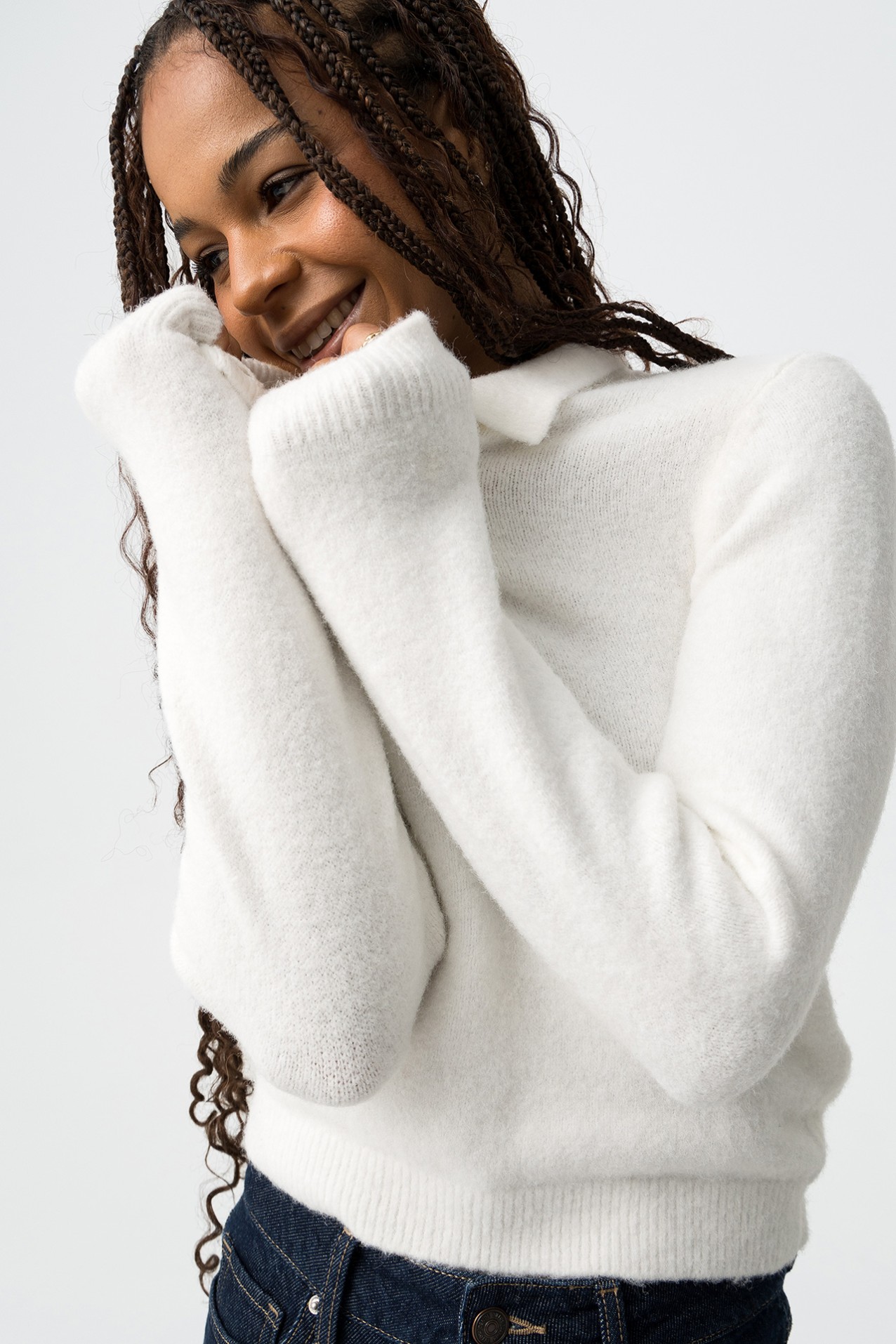 White Slim Knit Sweater