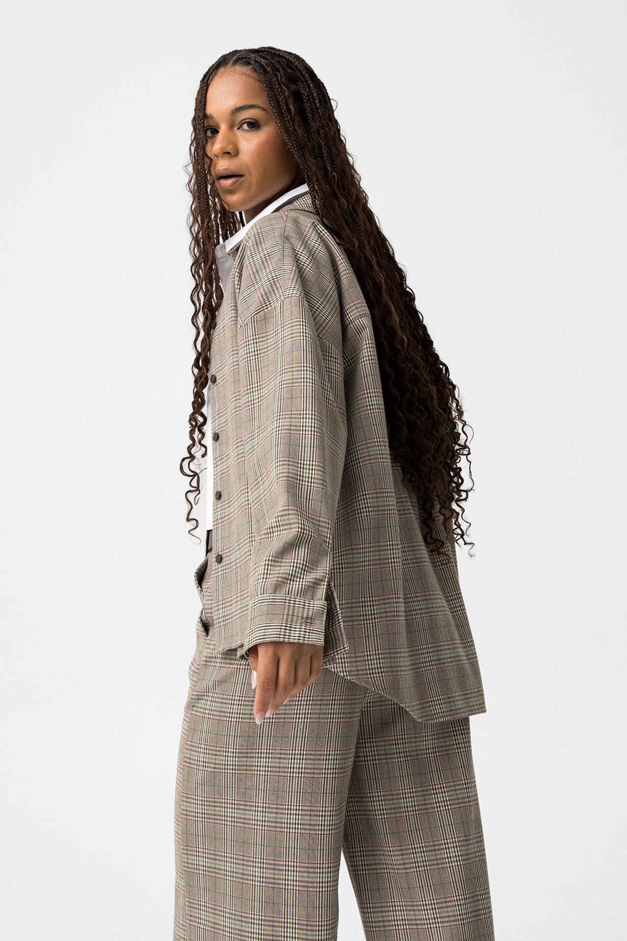 Camisa Oversize Xadrez Bege