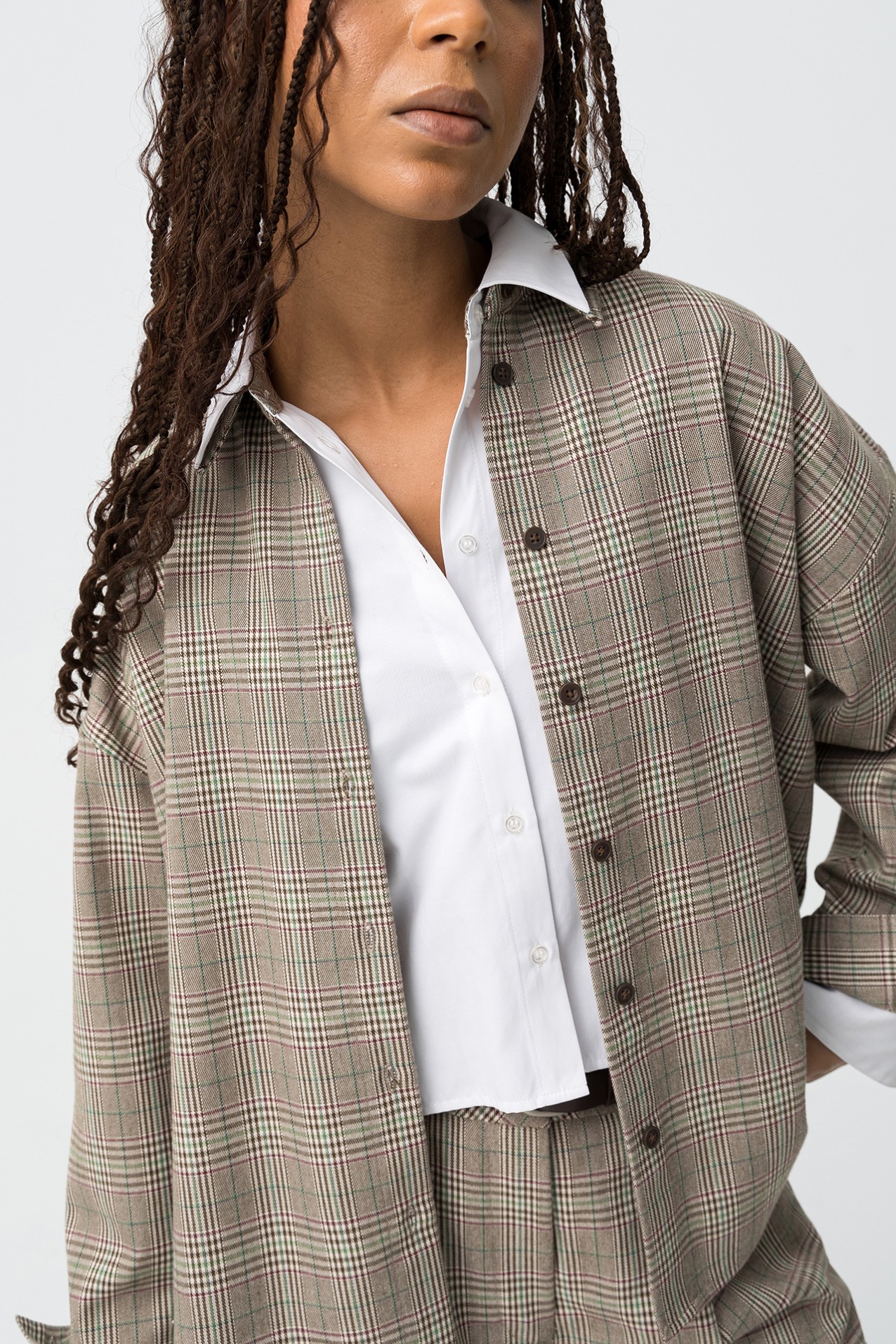 Camisa Oversize Xadrez Bege