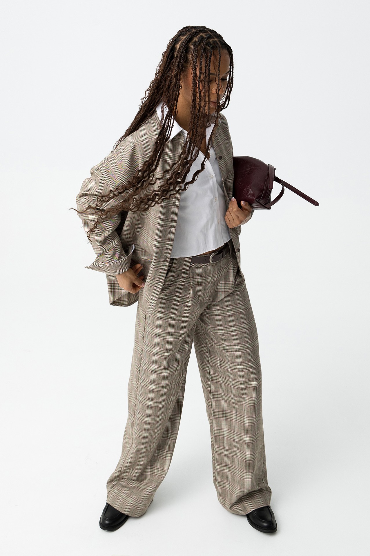 Camisa Oversize Xadrez Bege