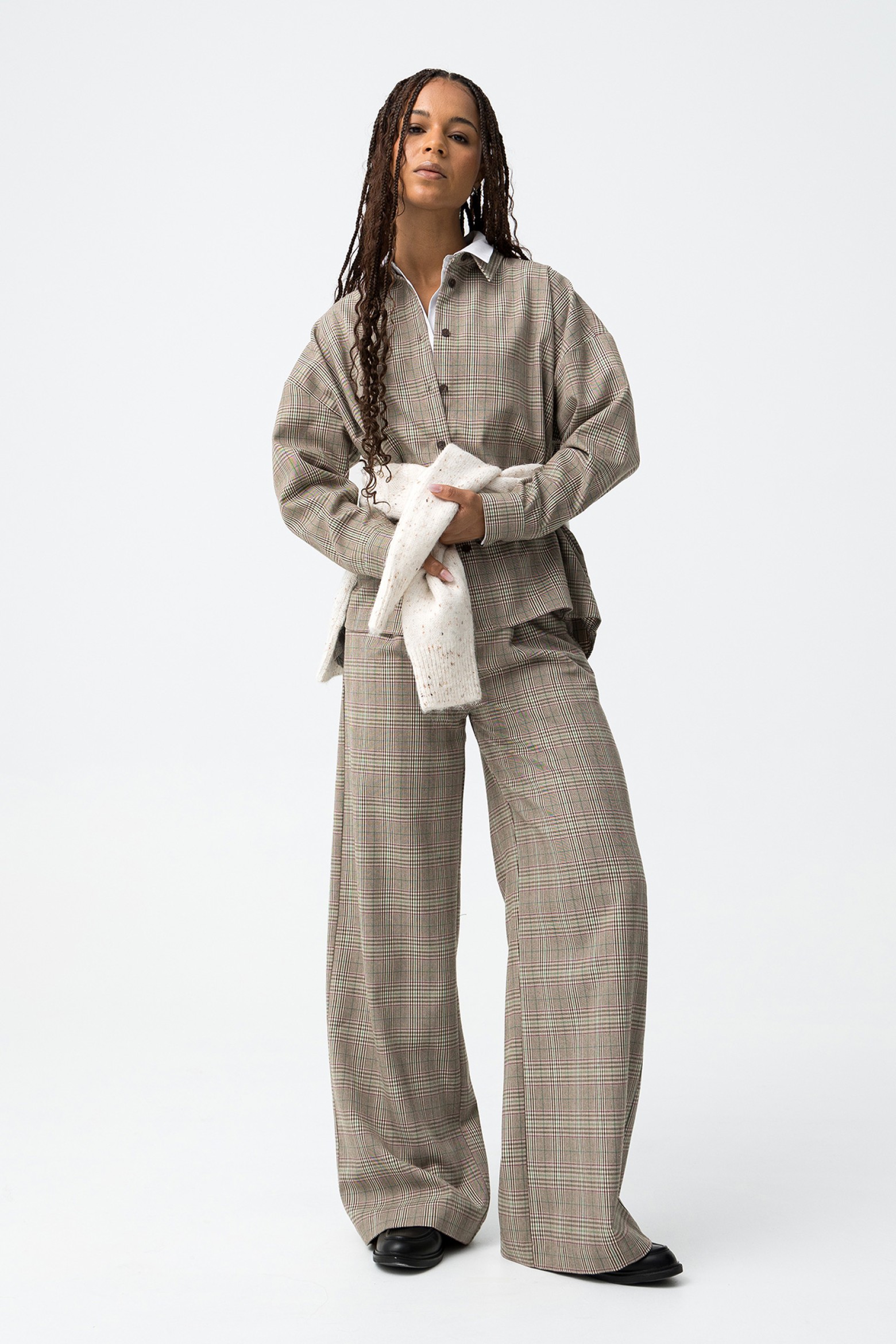 Pantalones anchos a cuadros