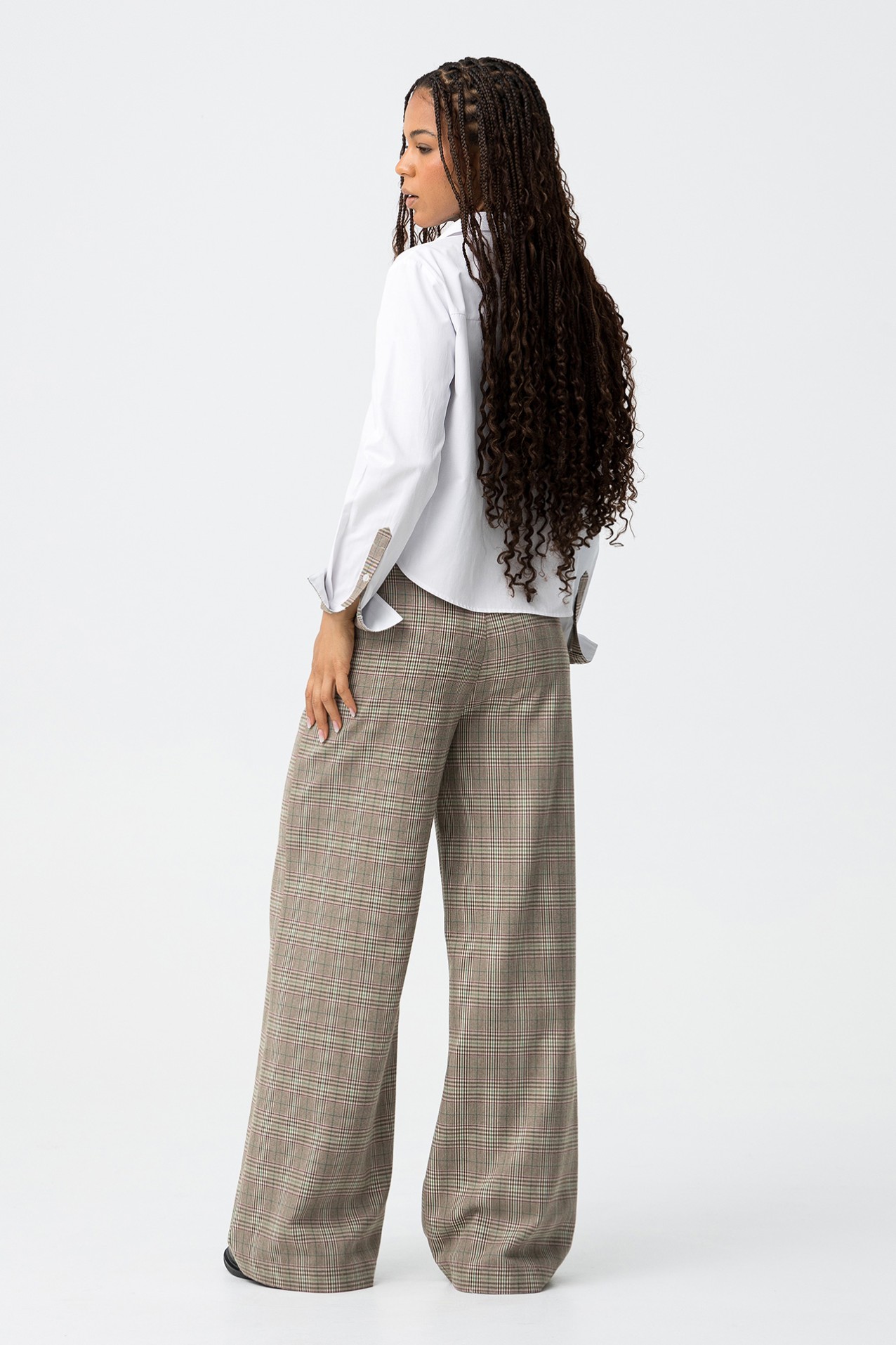 Pantalones anchos a cuadros