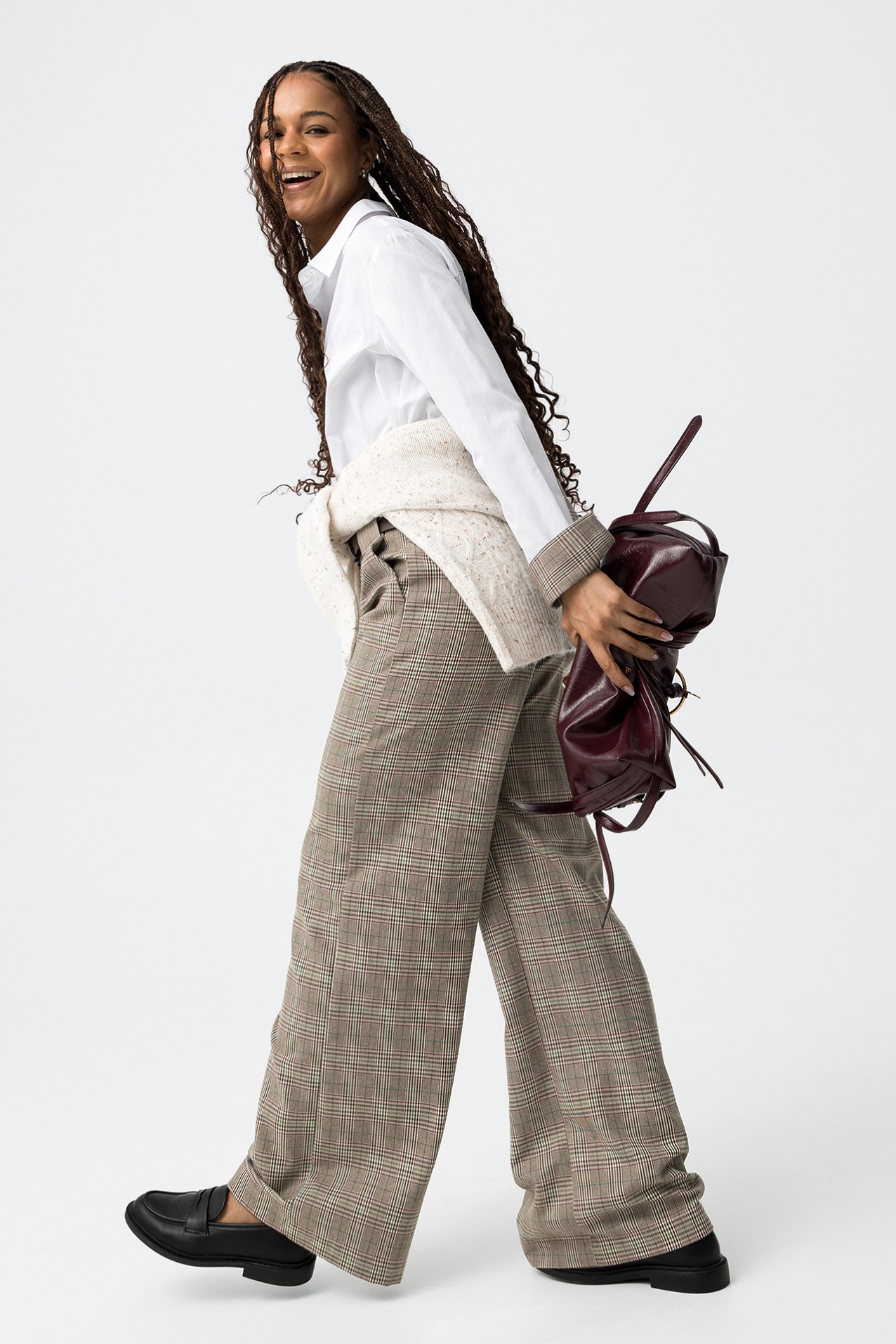 Pantalones anchos a cuadros