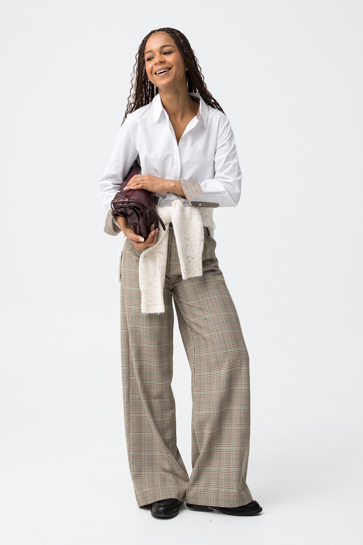 Pantalones anchos a cuadros