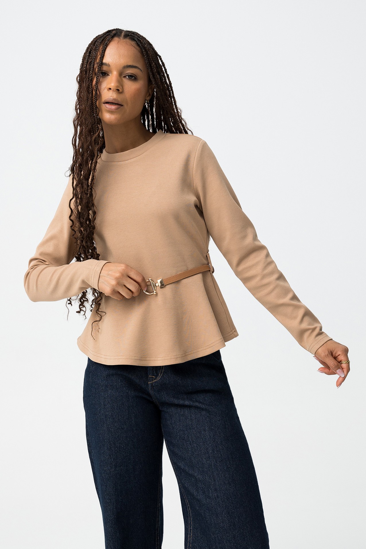 Camiseta Beige con Cinturn
