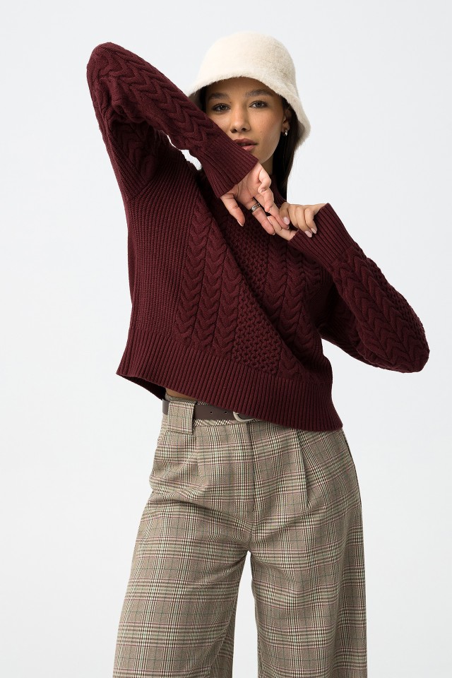 Chunky Knit Burgundy Sweater