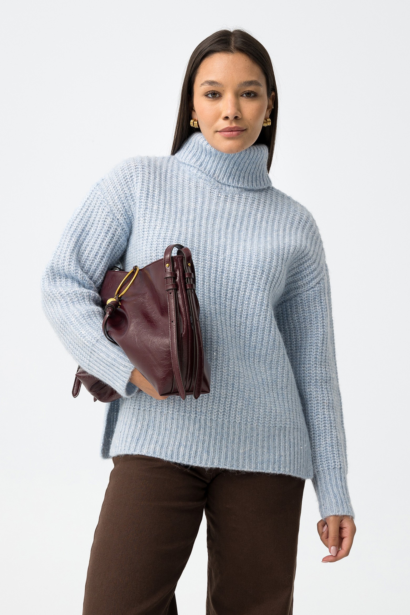 High Neck Sweater with Wool