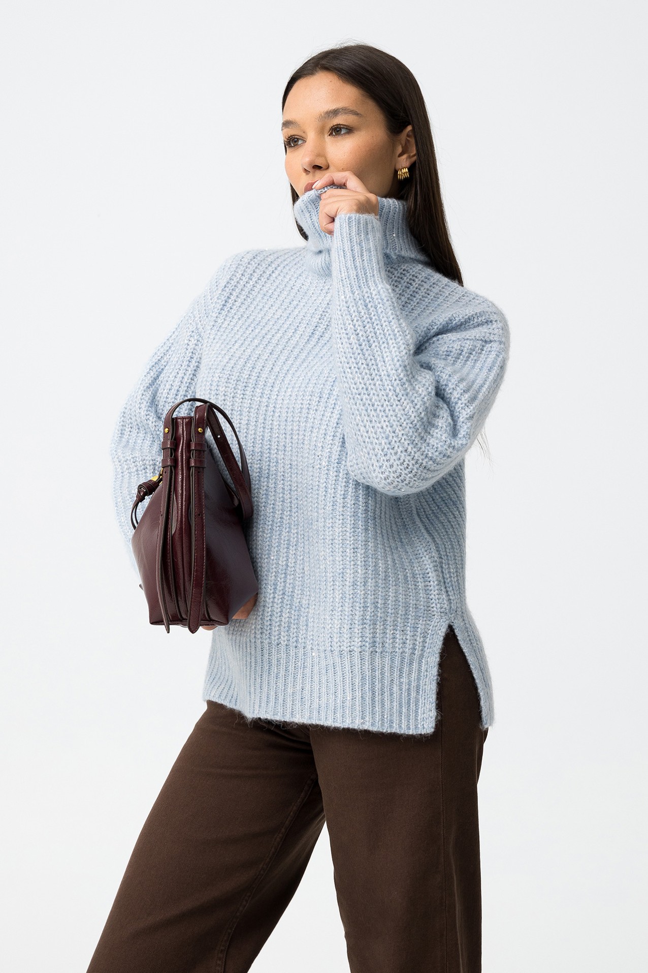 High Neck Sweater with Wool