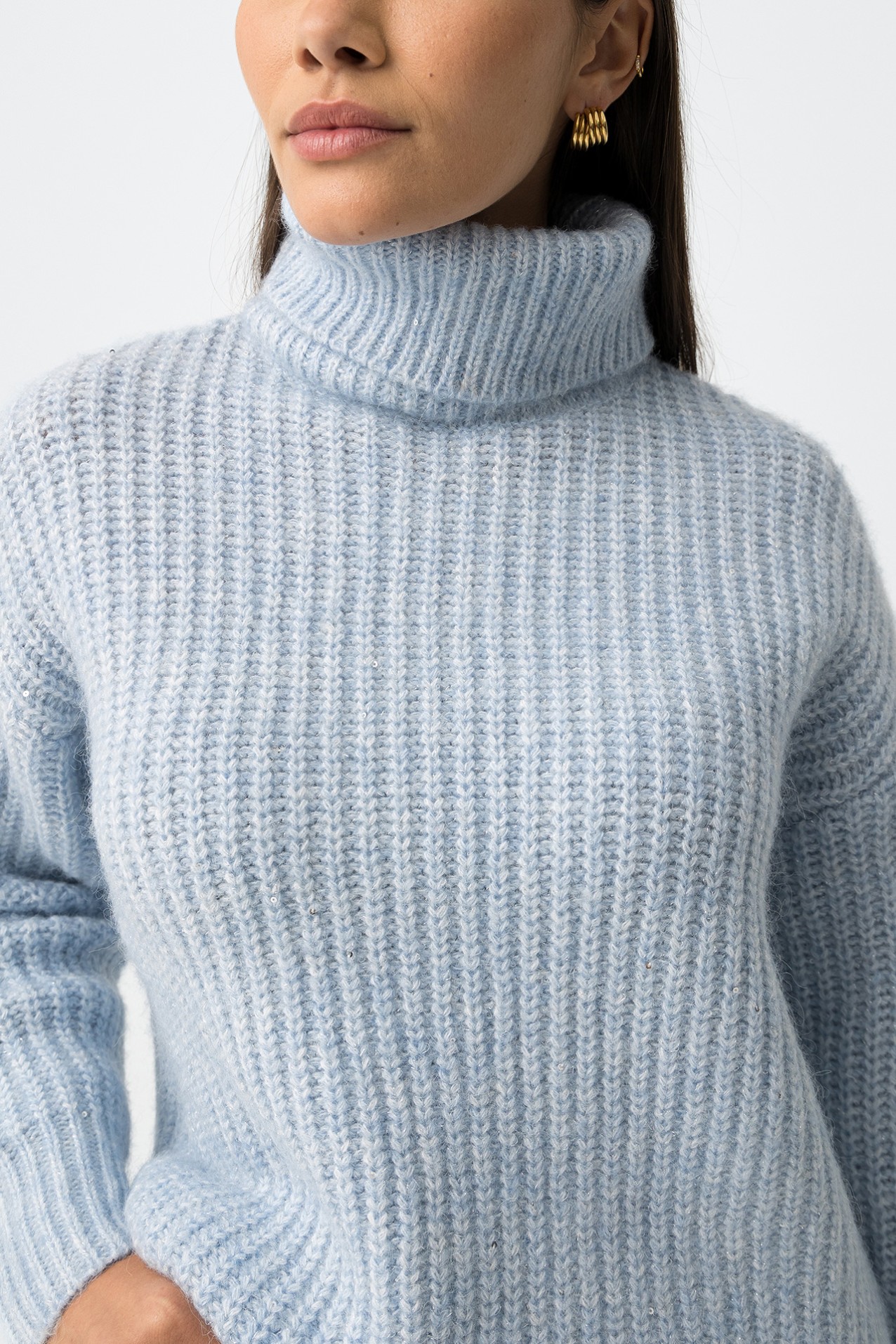 High Neck Sweater with Wool