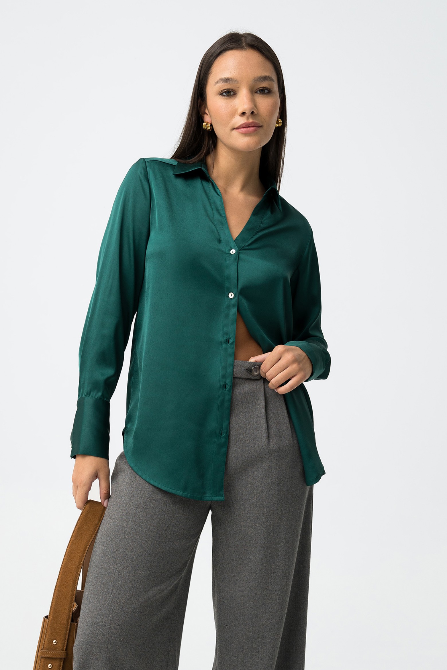 Plain Satin Shirt