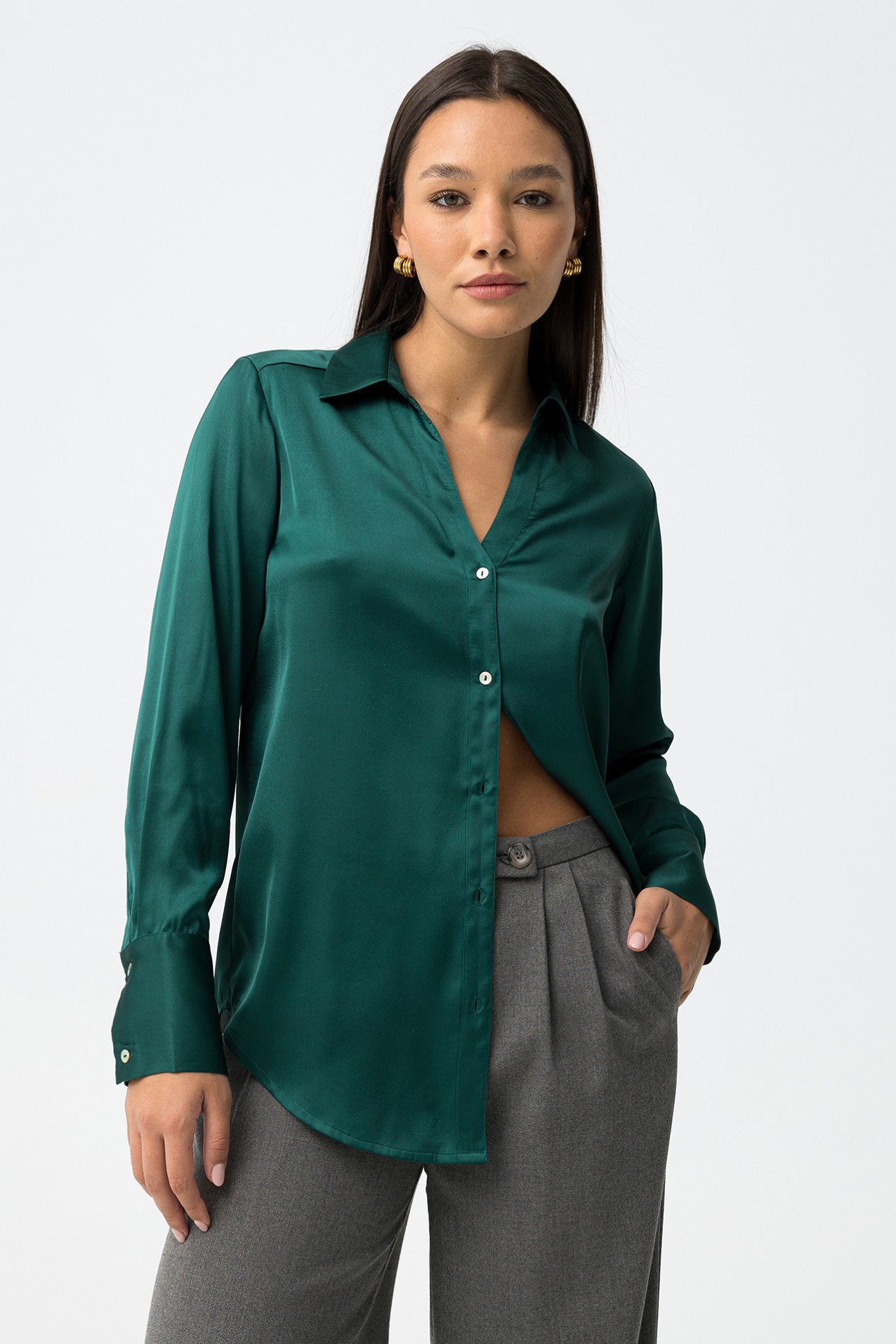 Plain Satin Shirt
