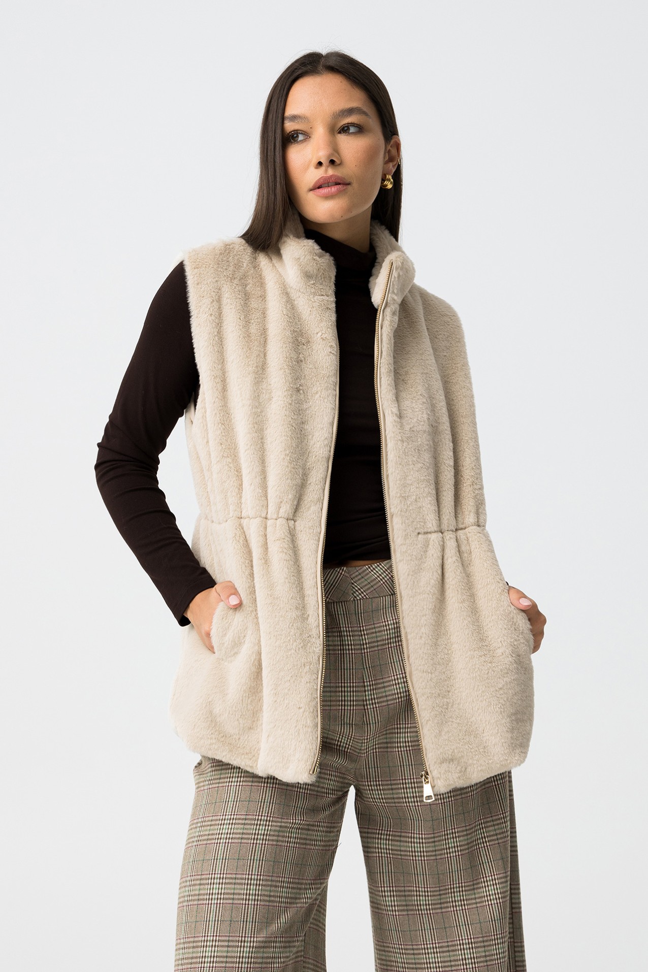 Beige Relaxed Fit Vest