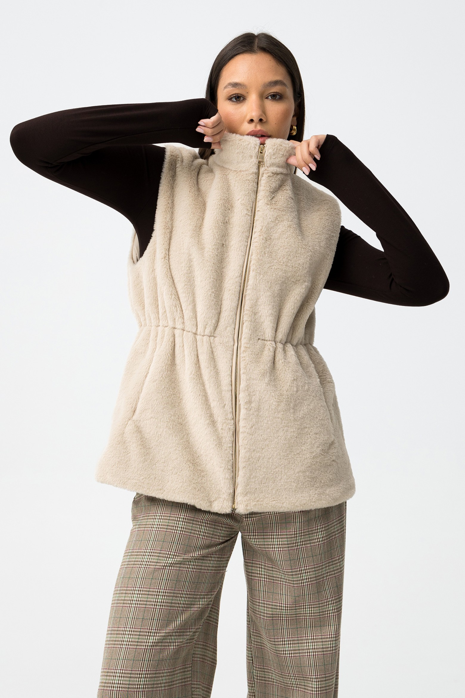 Beige Relaxed Fit Vest