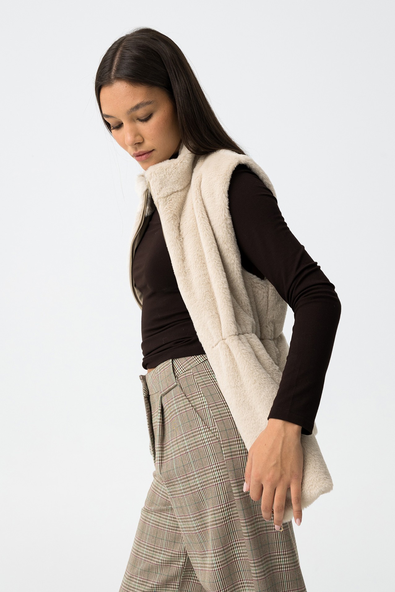 Beige Relaxed Fit Vest