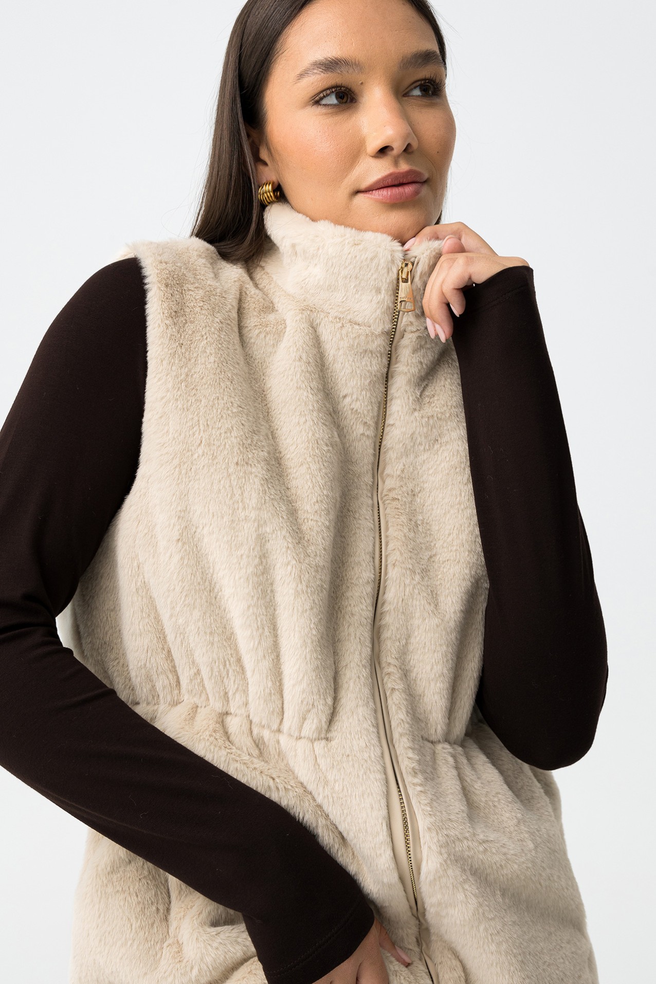 Beige Relaxed Fit Vest