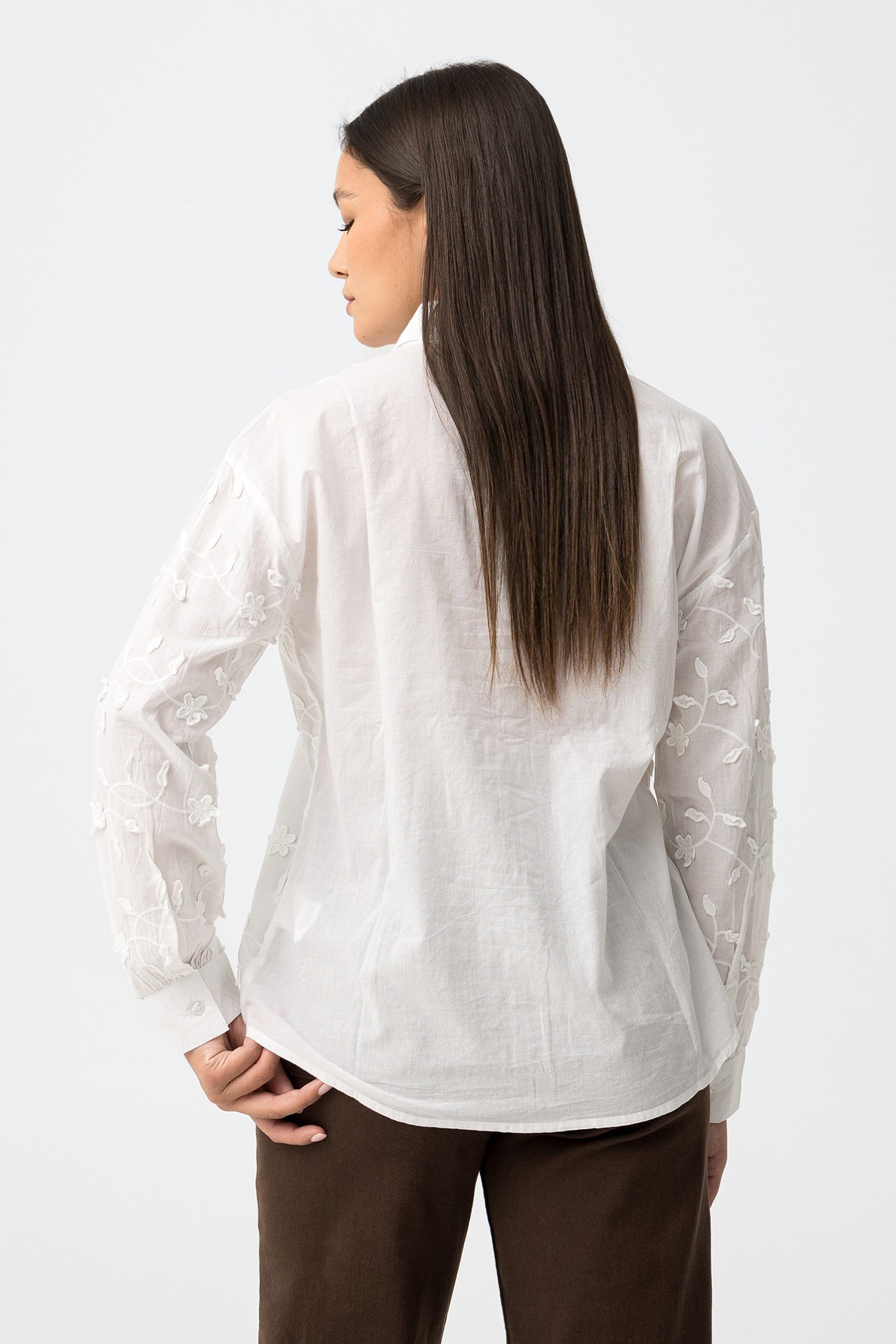 White Floral Long Sleeve Shirt