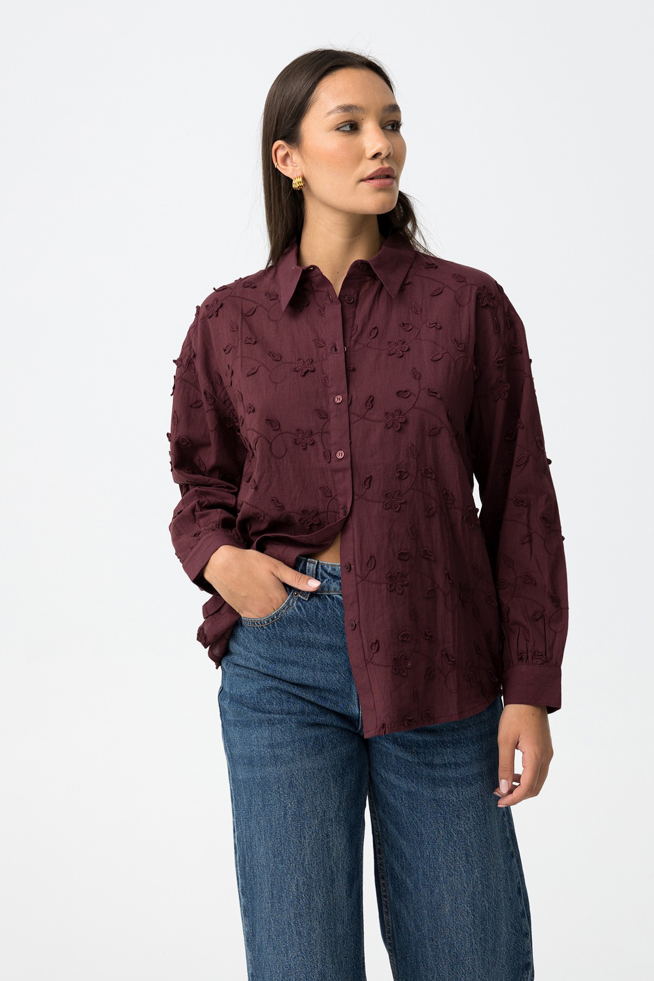 Burgundy Long Sleeve Shirt