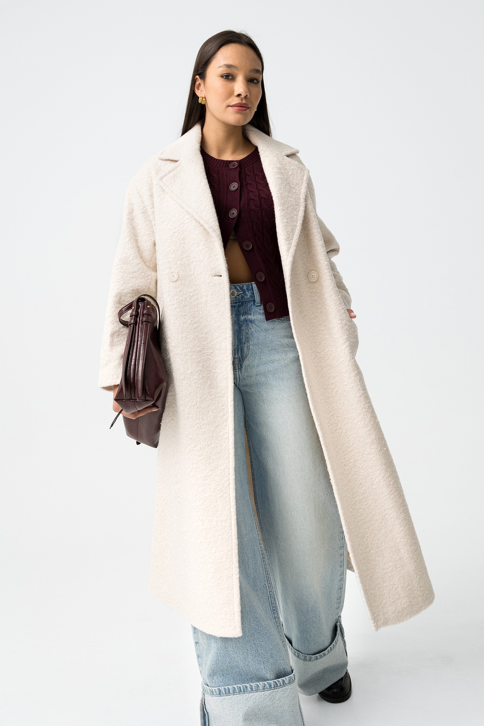Bouclé Relaxed Fit Coat