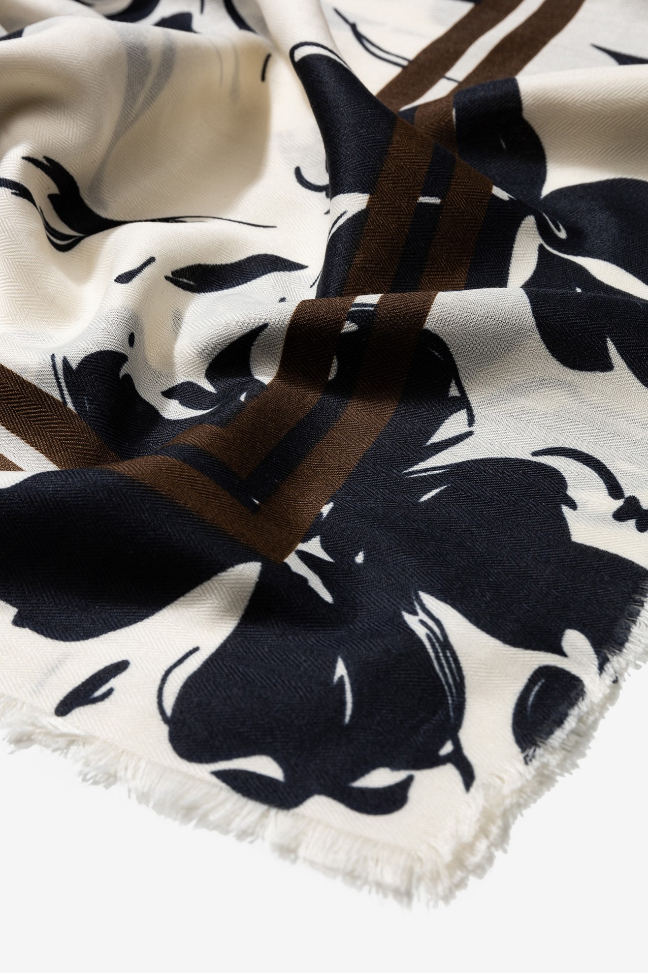 Floral Black and White Scarf