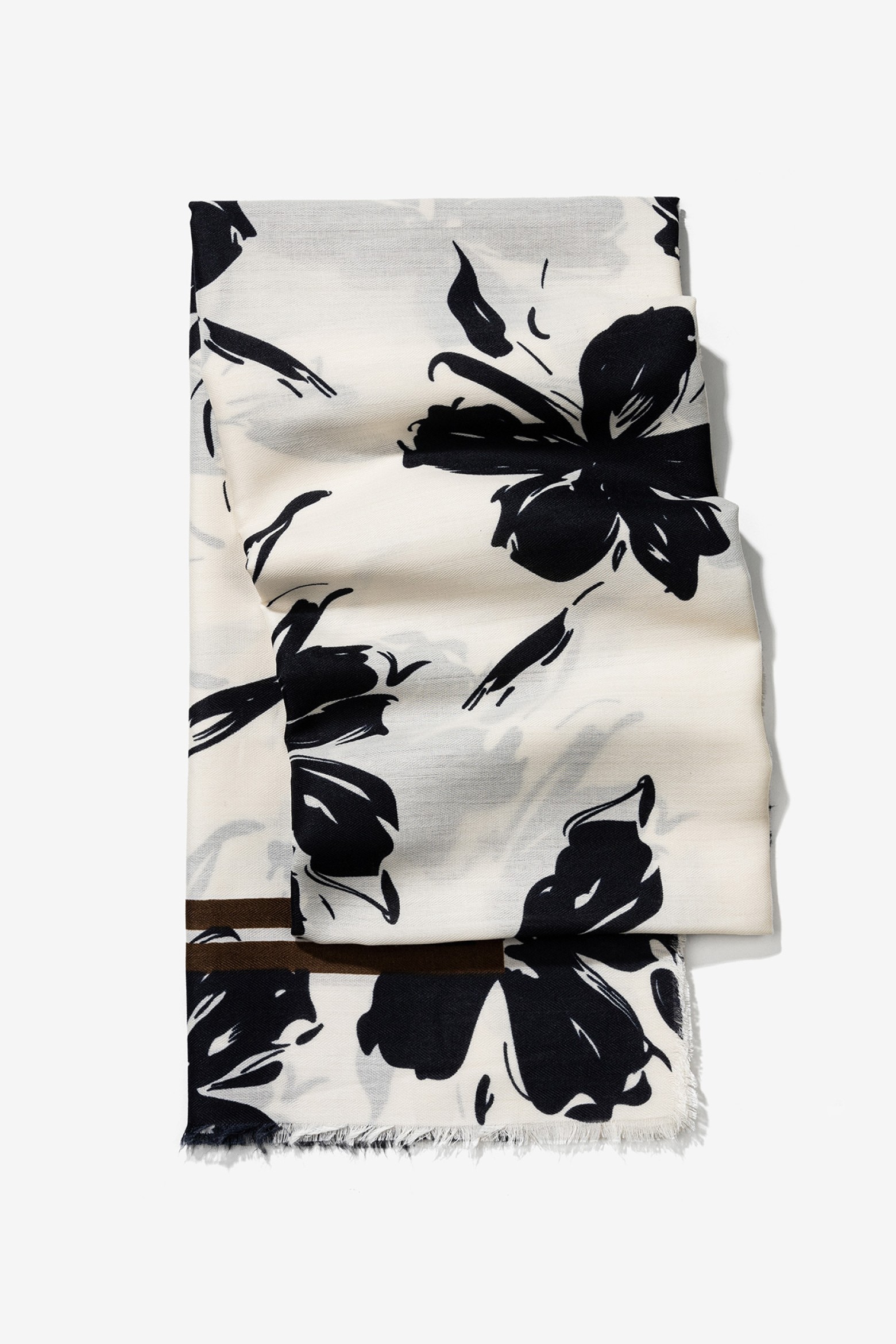 Floral Black and White Scarf