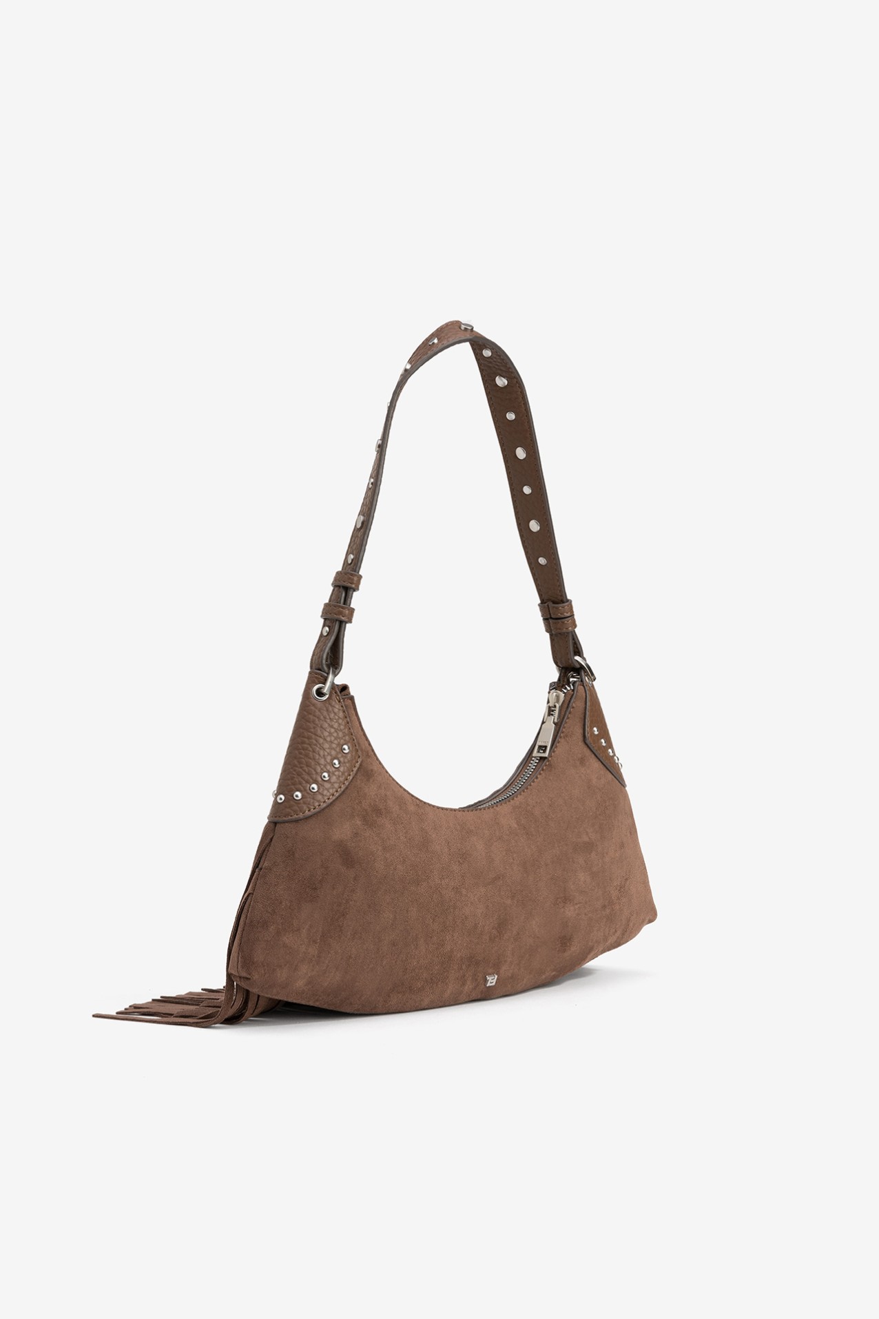 Bolso marrn con flecos