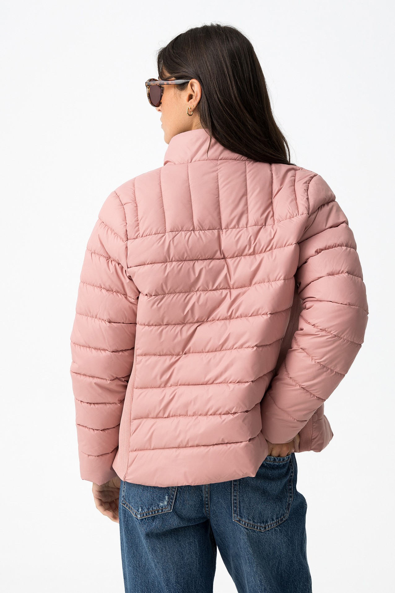 Casaco acolchoado rosa feminino