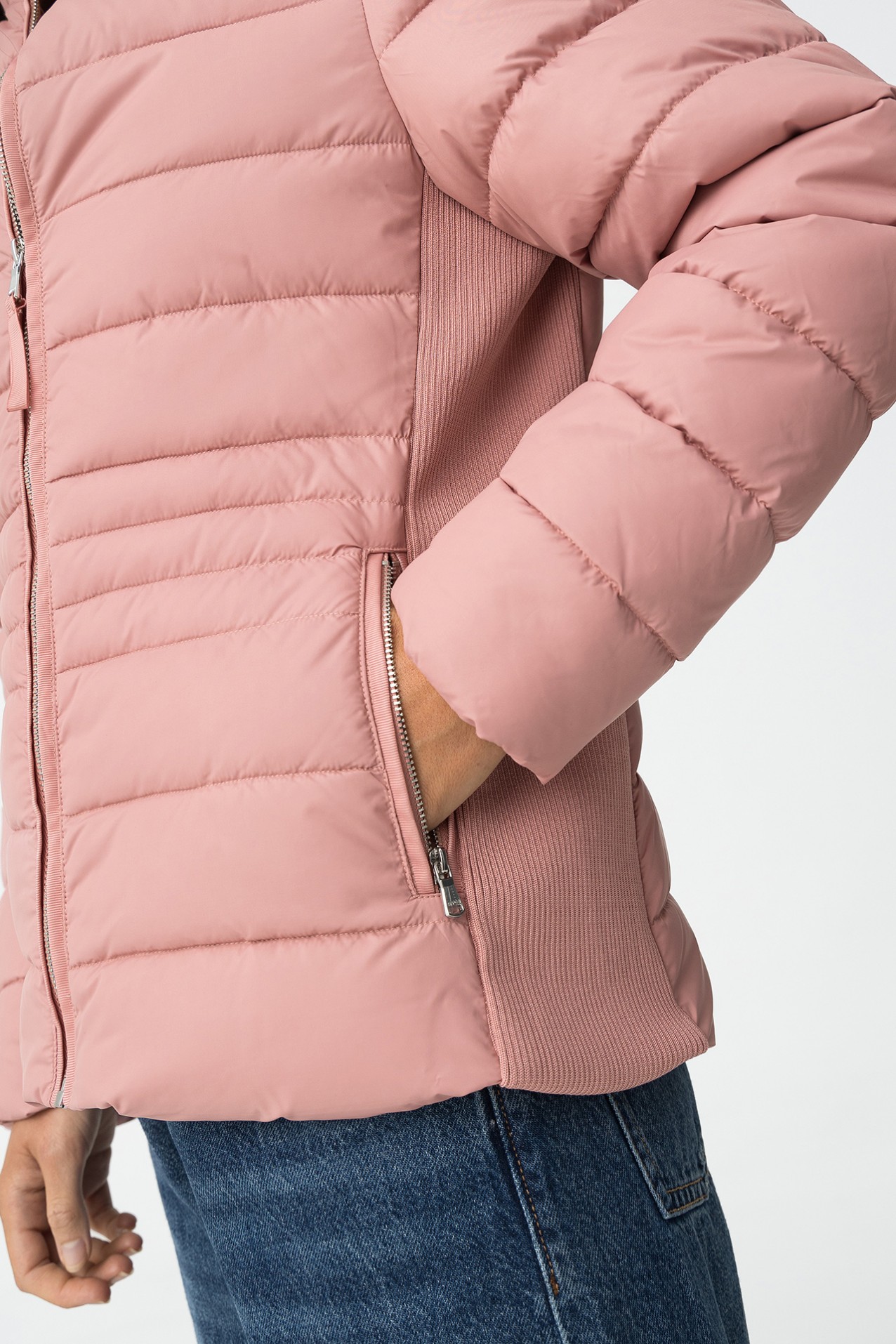 Casaco acolchoado rosa feminino