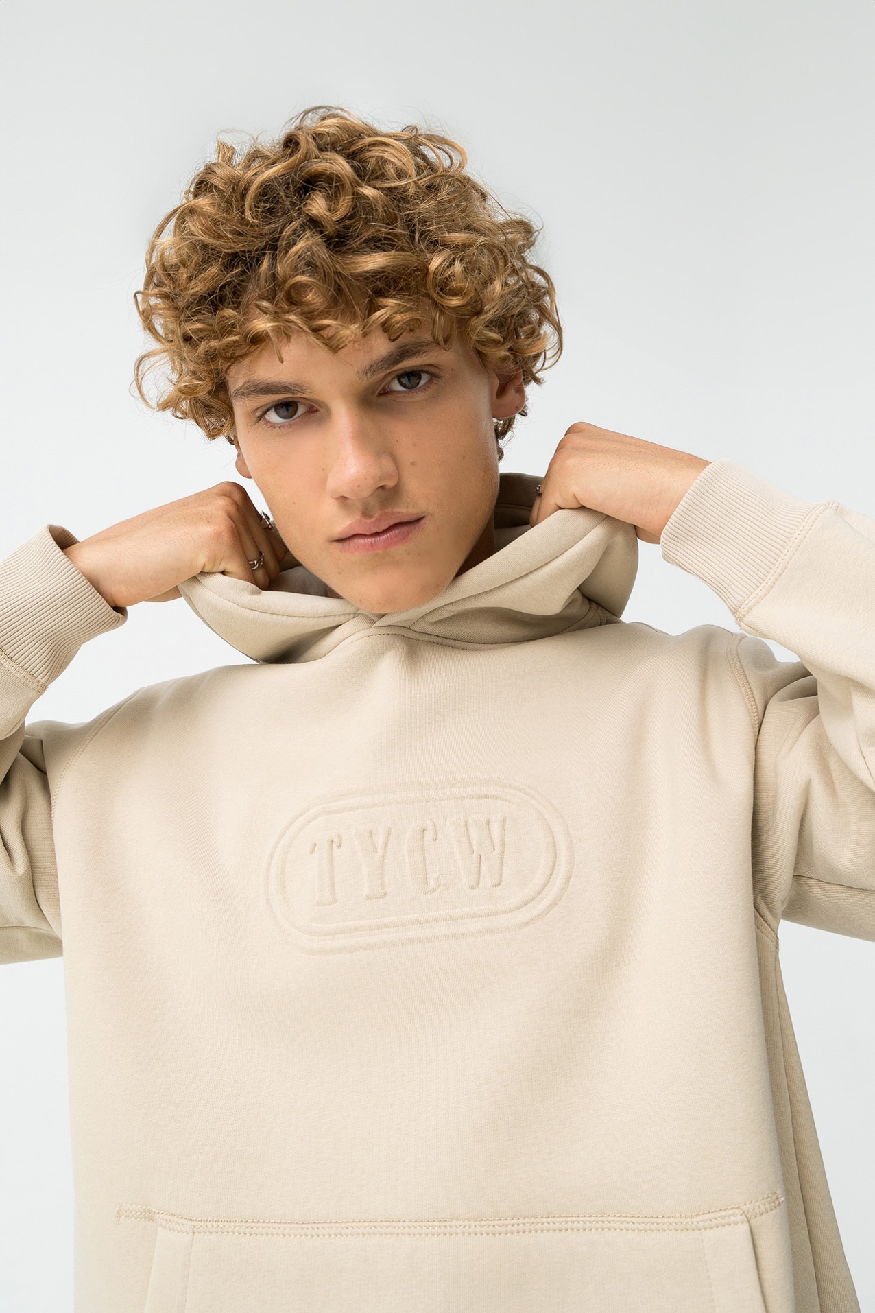 Beige Hoodie with Logo