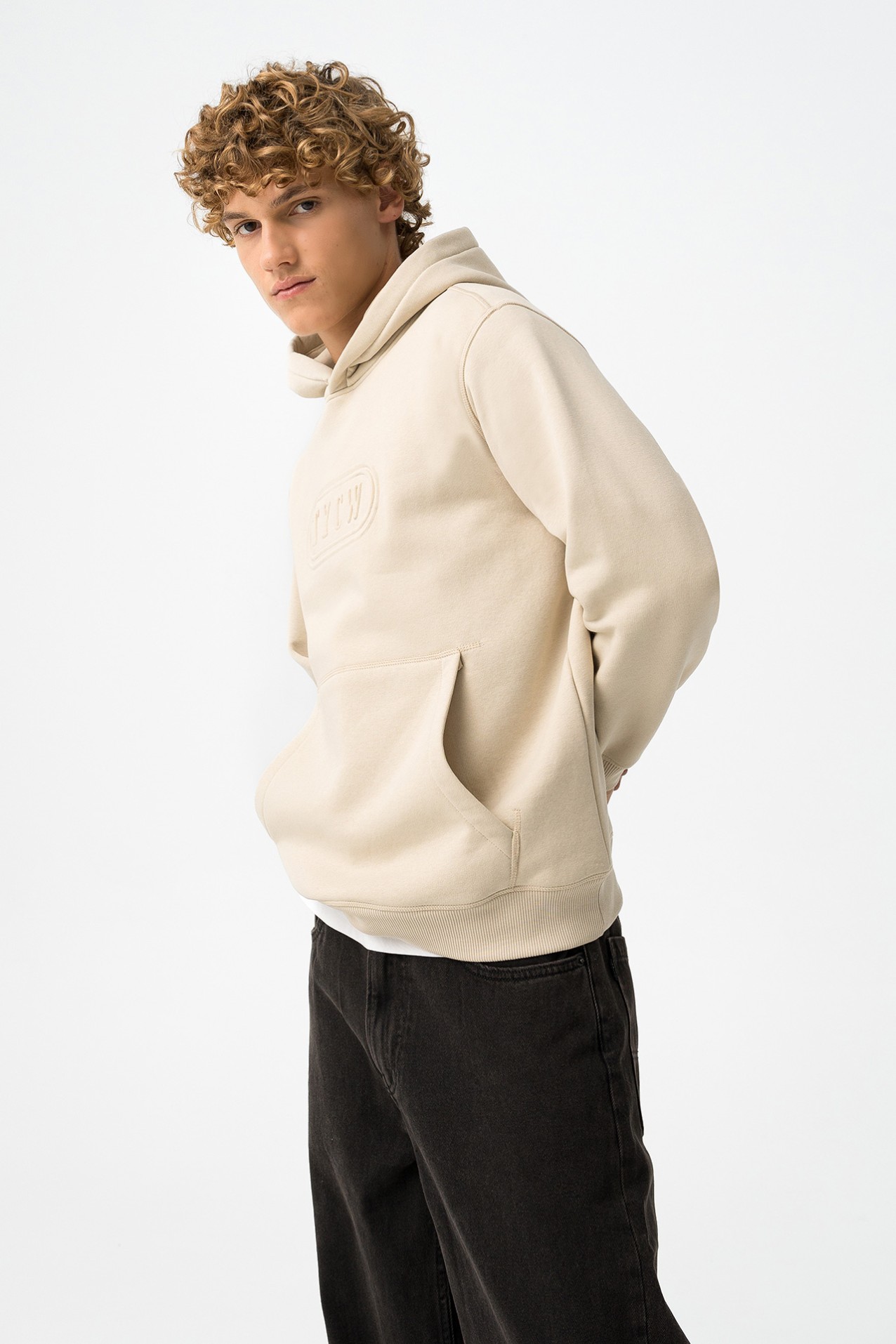 Beige Hoodie with Logo
