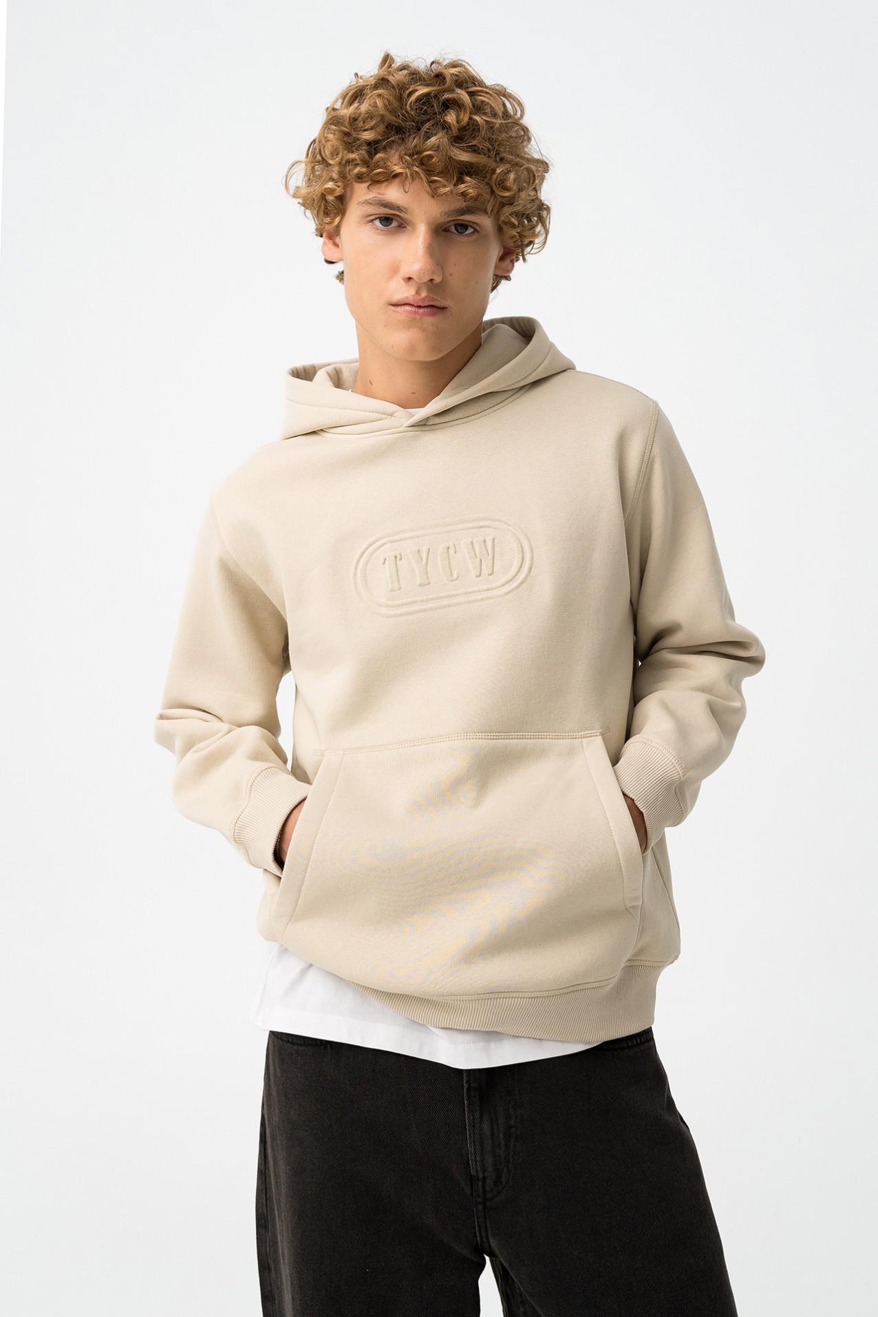 Beige Hoodie with Logo