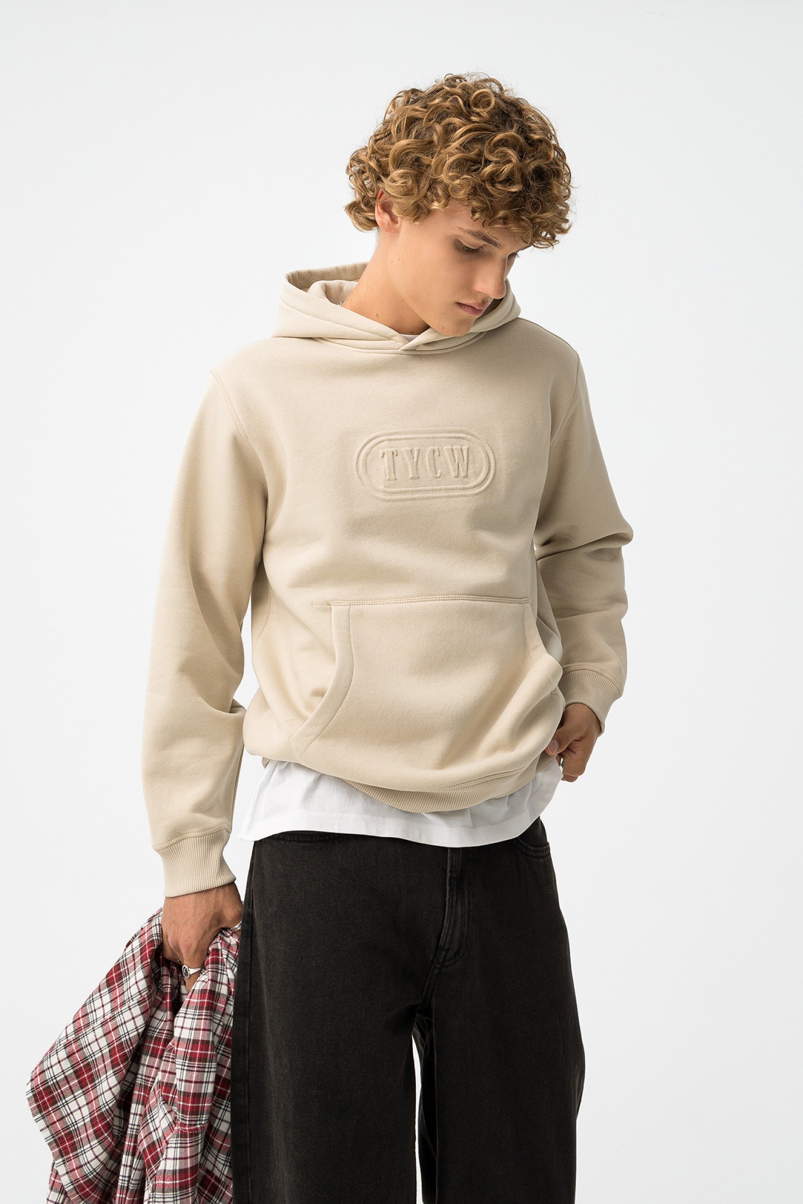 Beige Hoodie with Logo