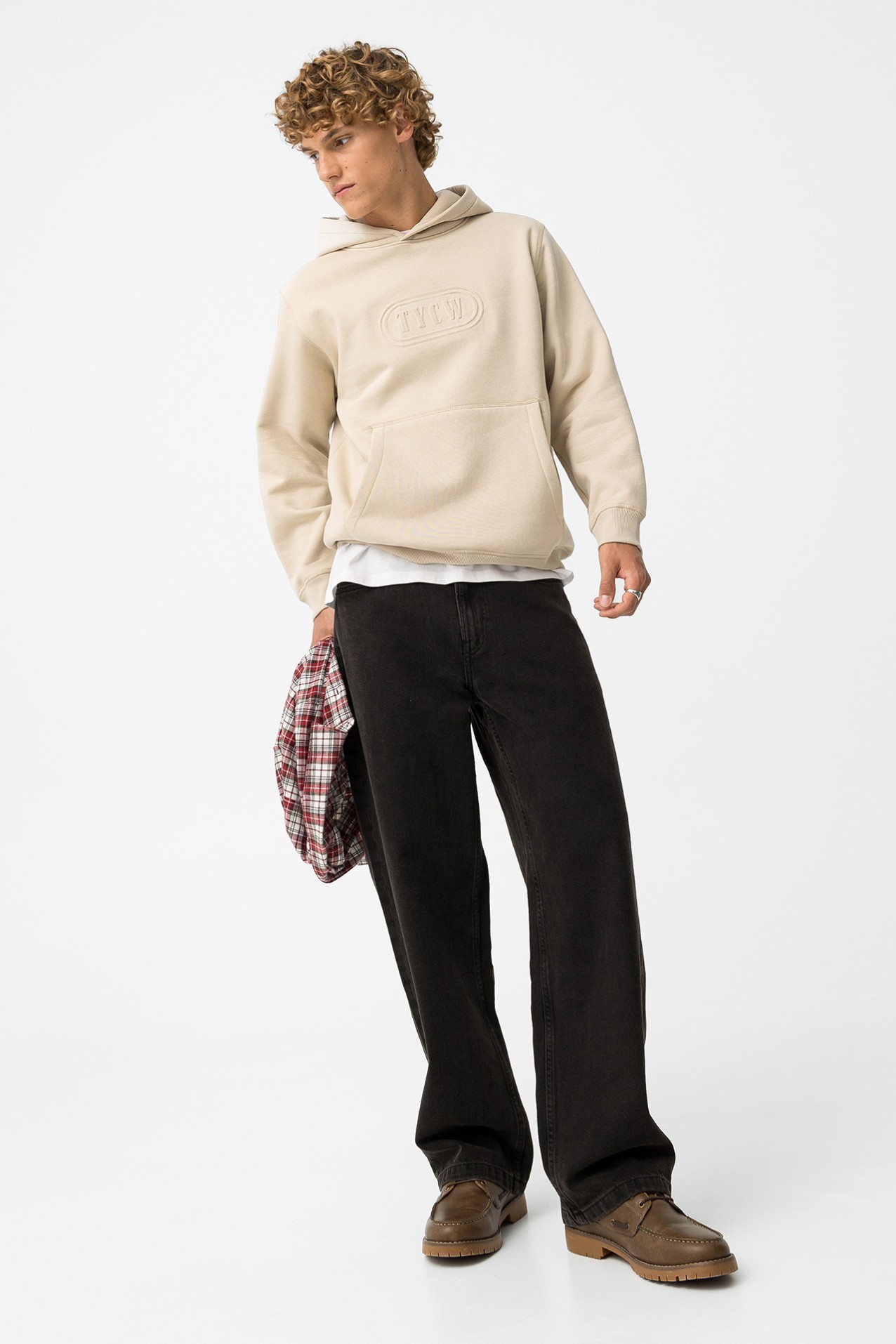 Beige Hoodie with Logo