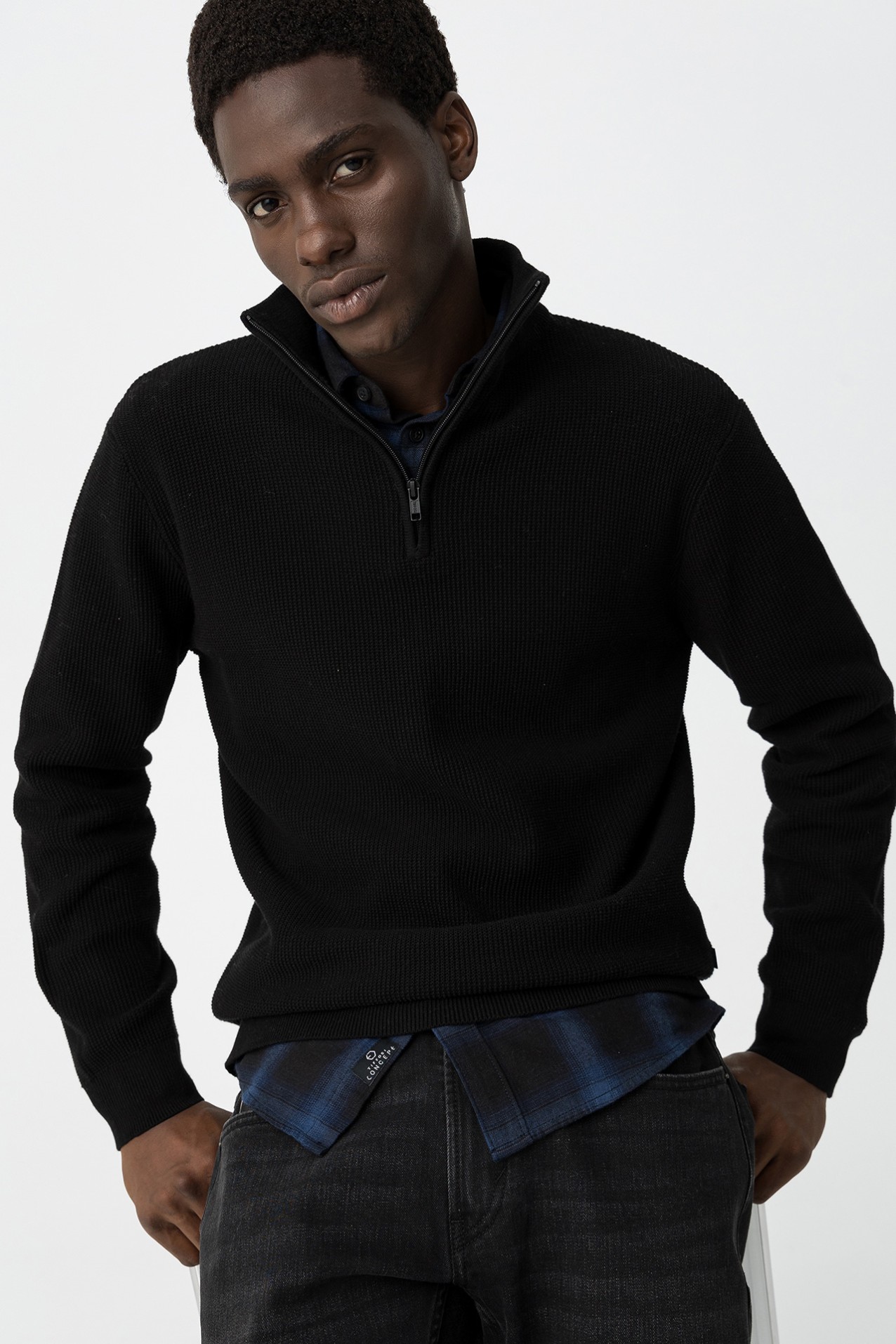 Camisola Regular com Gola Alta