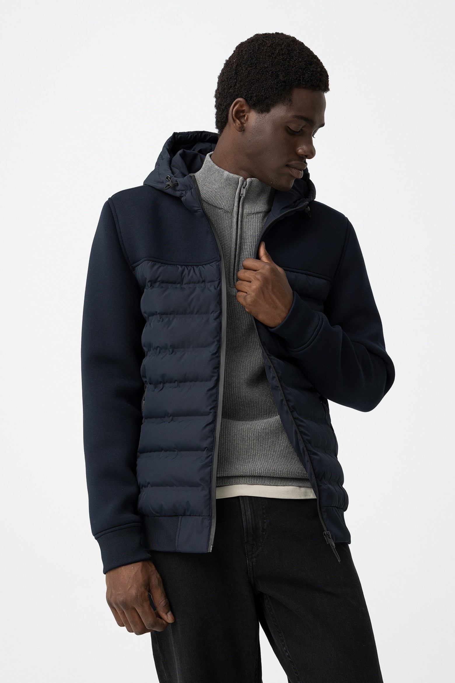 Dark Blue Hooded Jacket