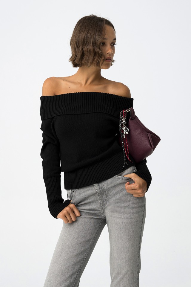 Jersey Slim Fit Hombros Descubiertos