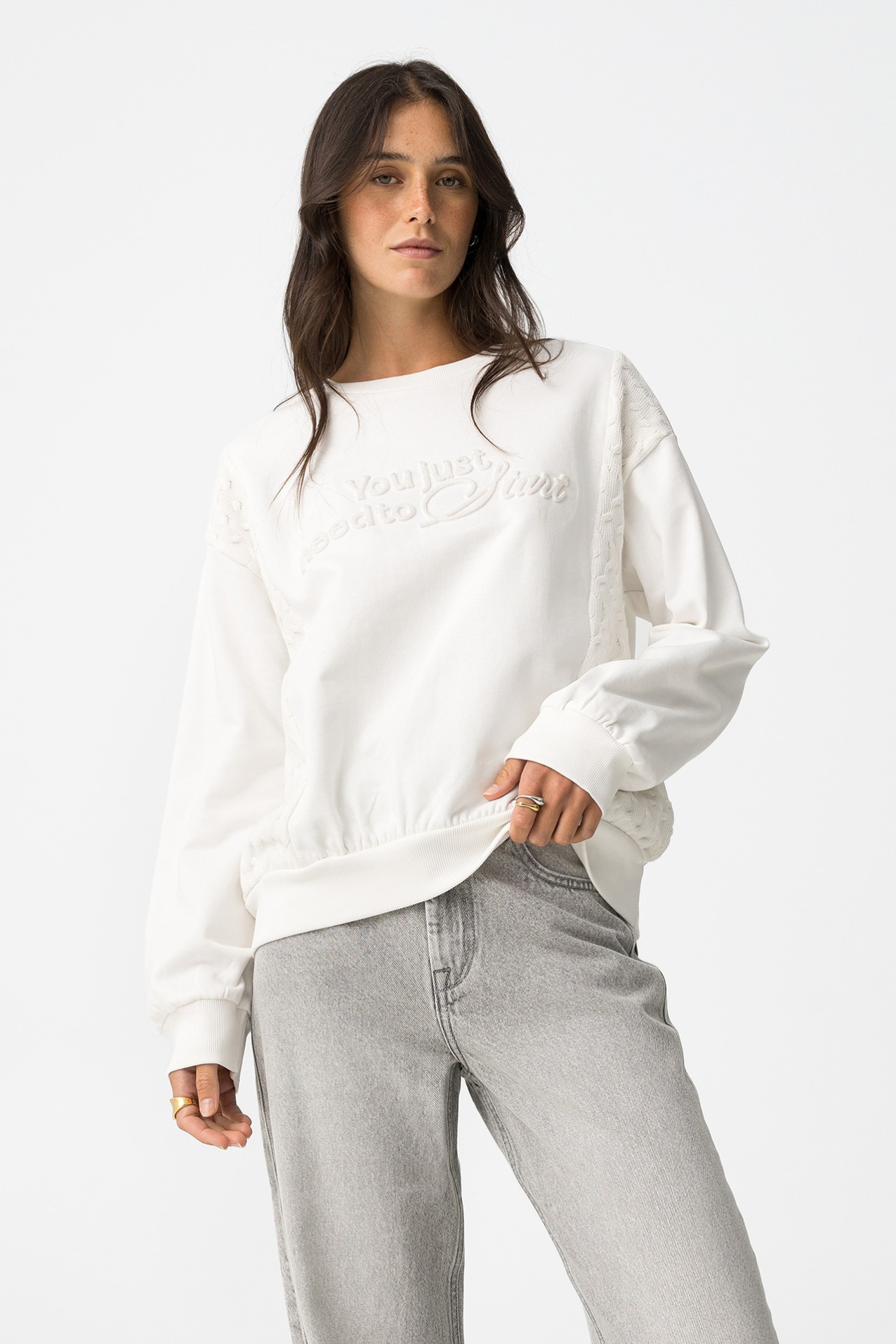 Side-Texture Sweatshirt