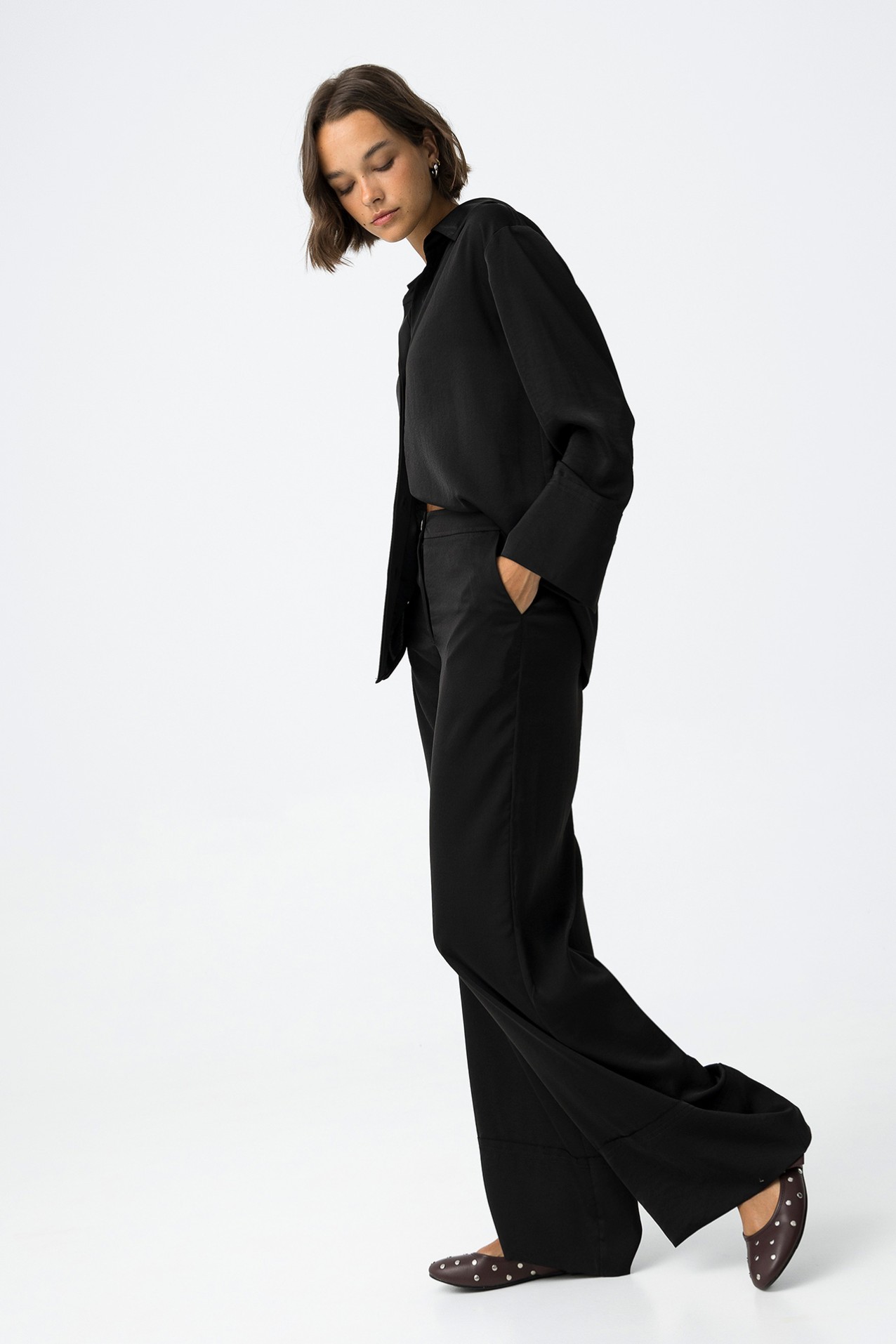 Satin Wide Leg Trousers