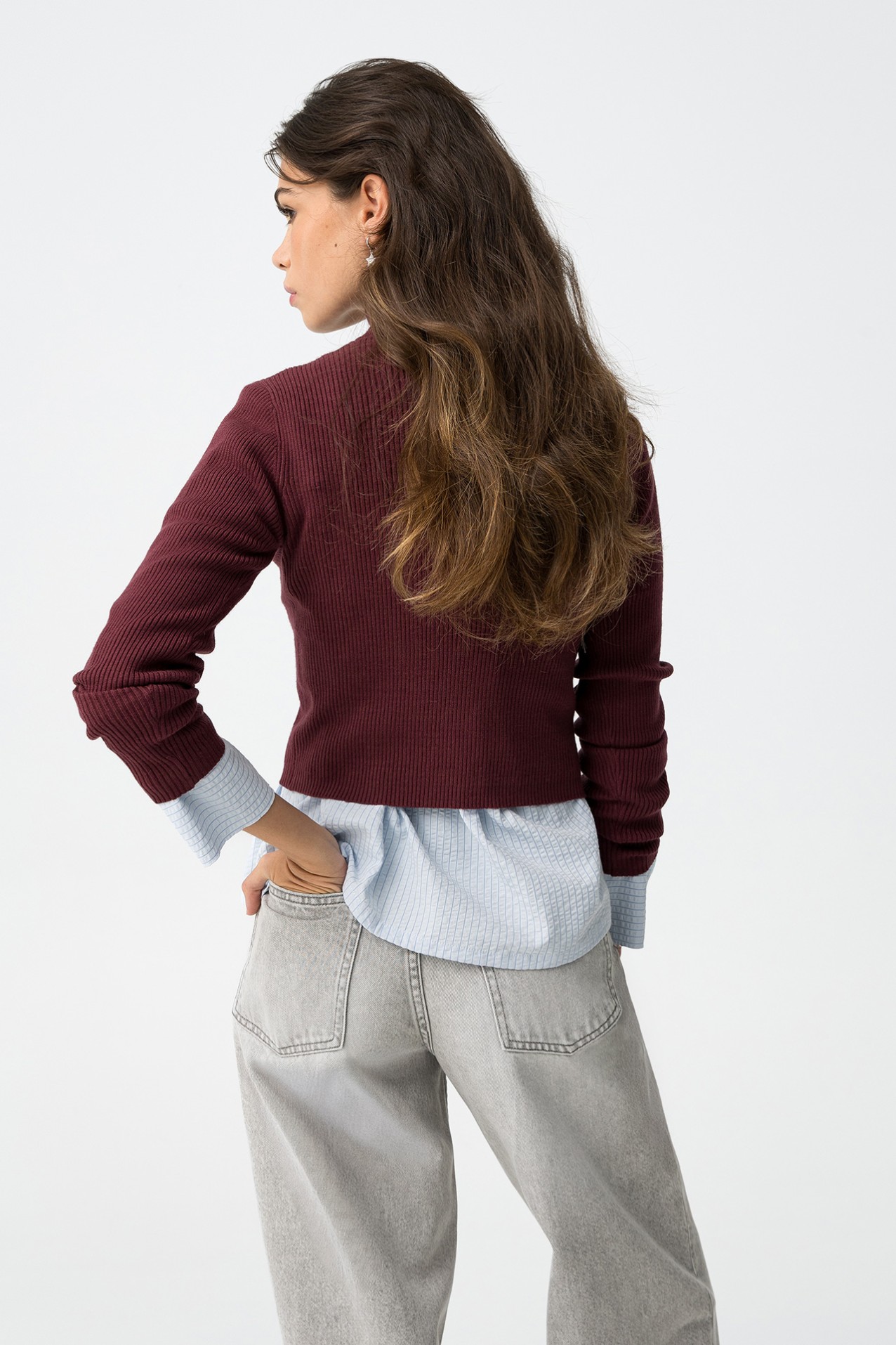 Burgundy Slim Knit Sweater