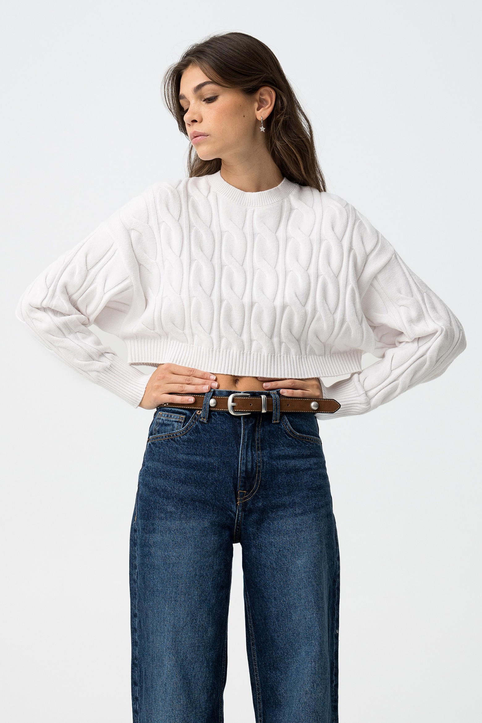 Jersey Cropped de Punto Trenzado