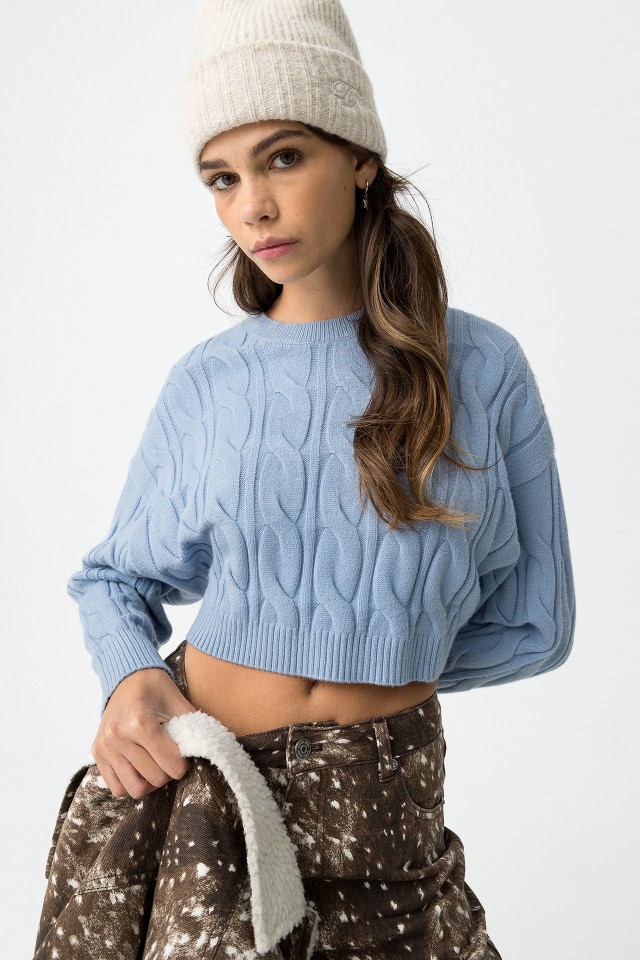 Camisola Oversize Azul Tricotada