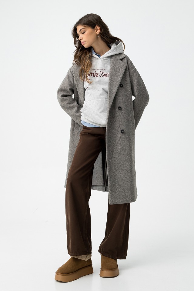 Casaco Comprido Cinza Claro