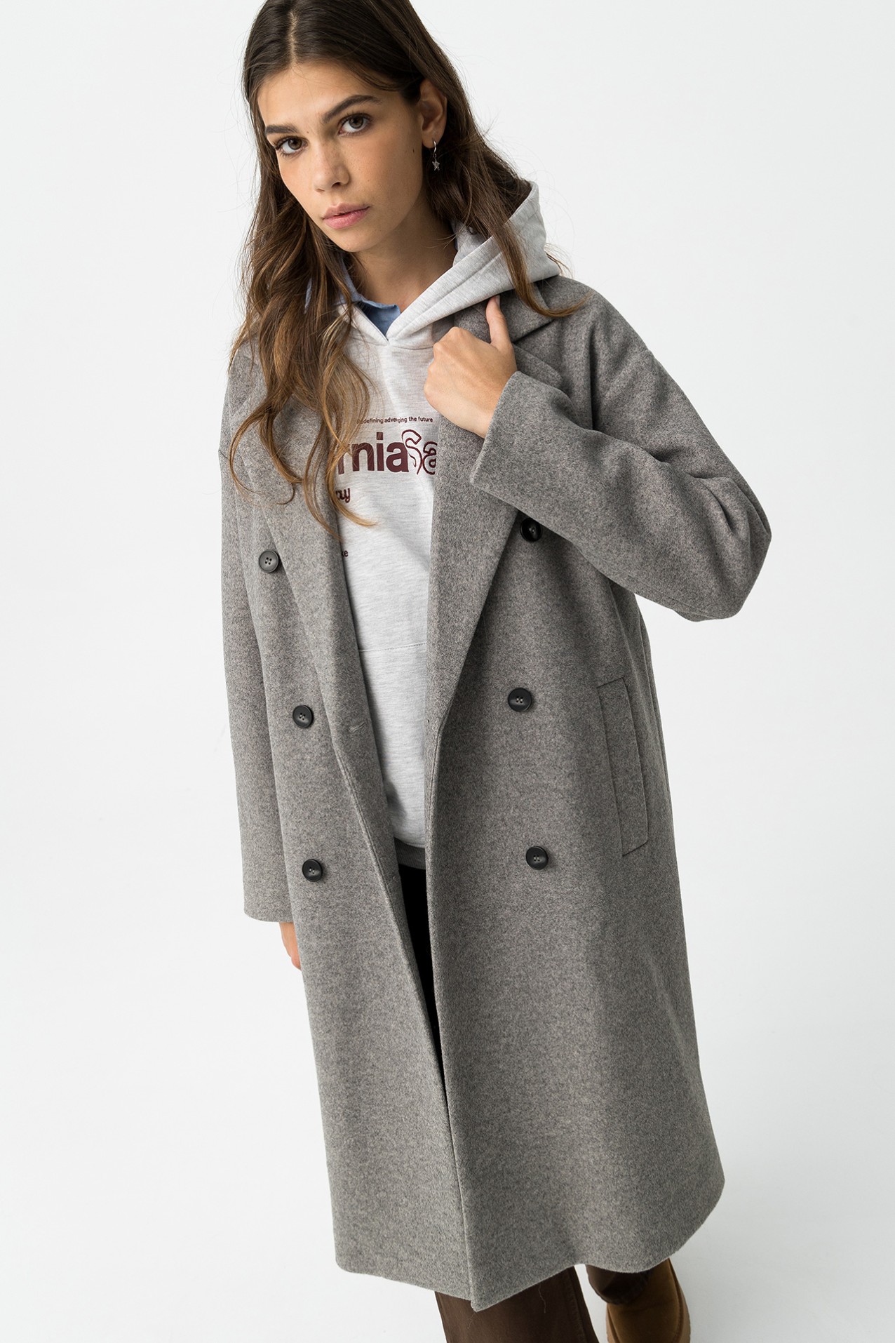 Casaco Comprido Cinza Claro