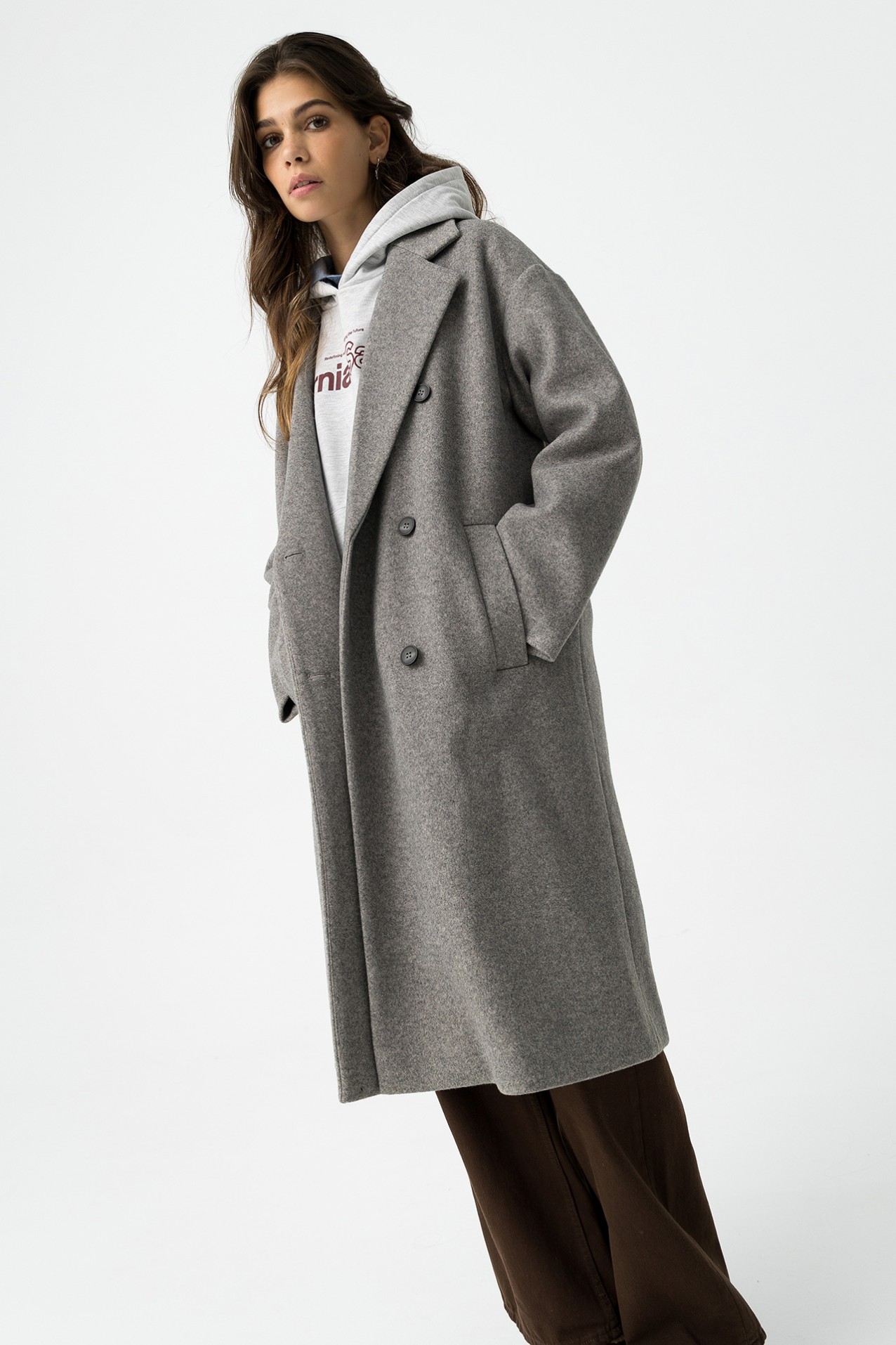 Casaco Comprido Cinza Claro