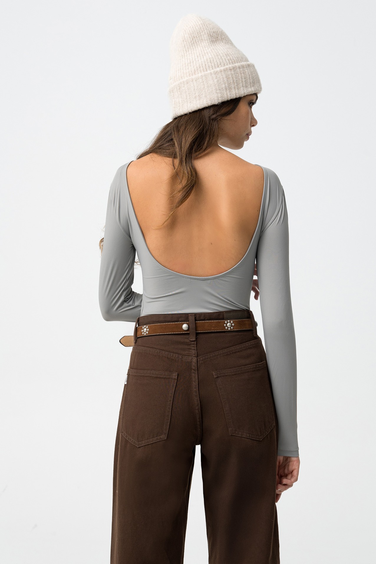 Camiseta gris manga larga