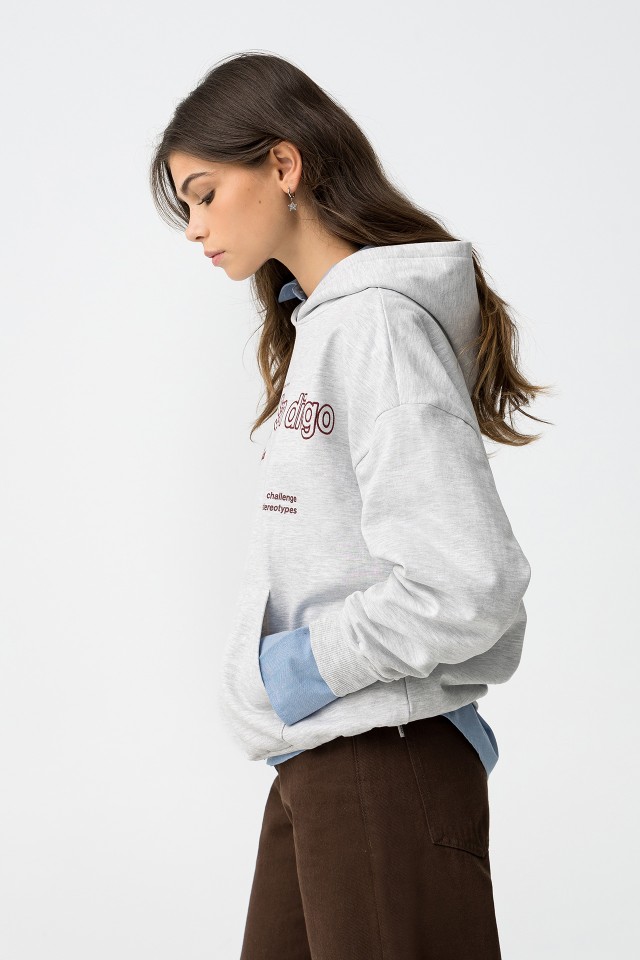 Hoodie Oversize Cinzento Melange