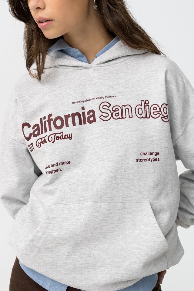 Hoodie Oversize Cinzento Melange