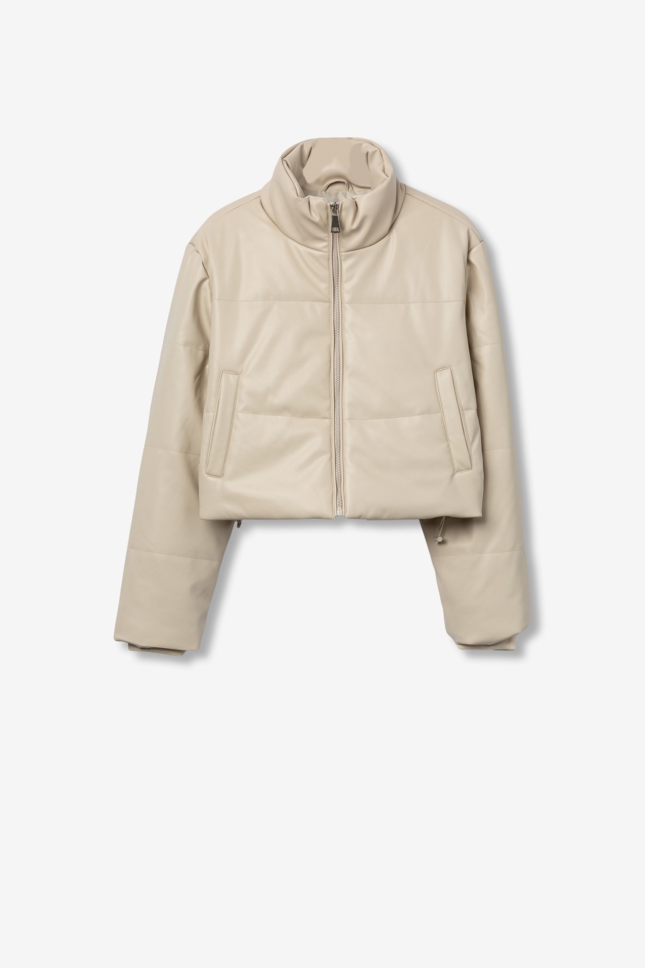 Chaqueta Cropped Acolchada Efecto Piel