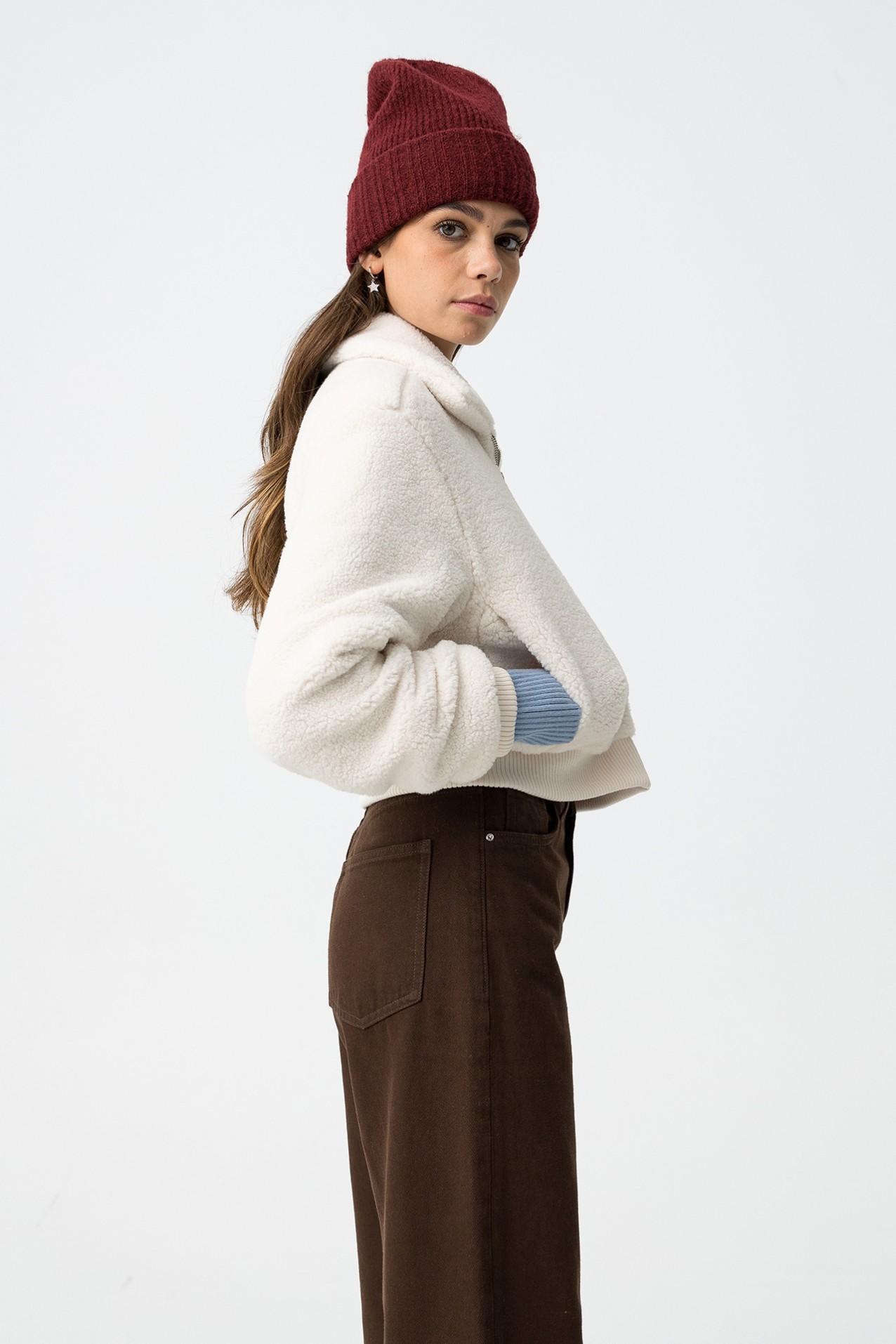 Chaqueta Cropped Efecto Sherpa