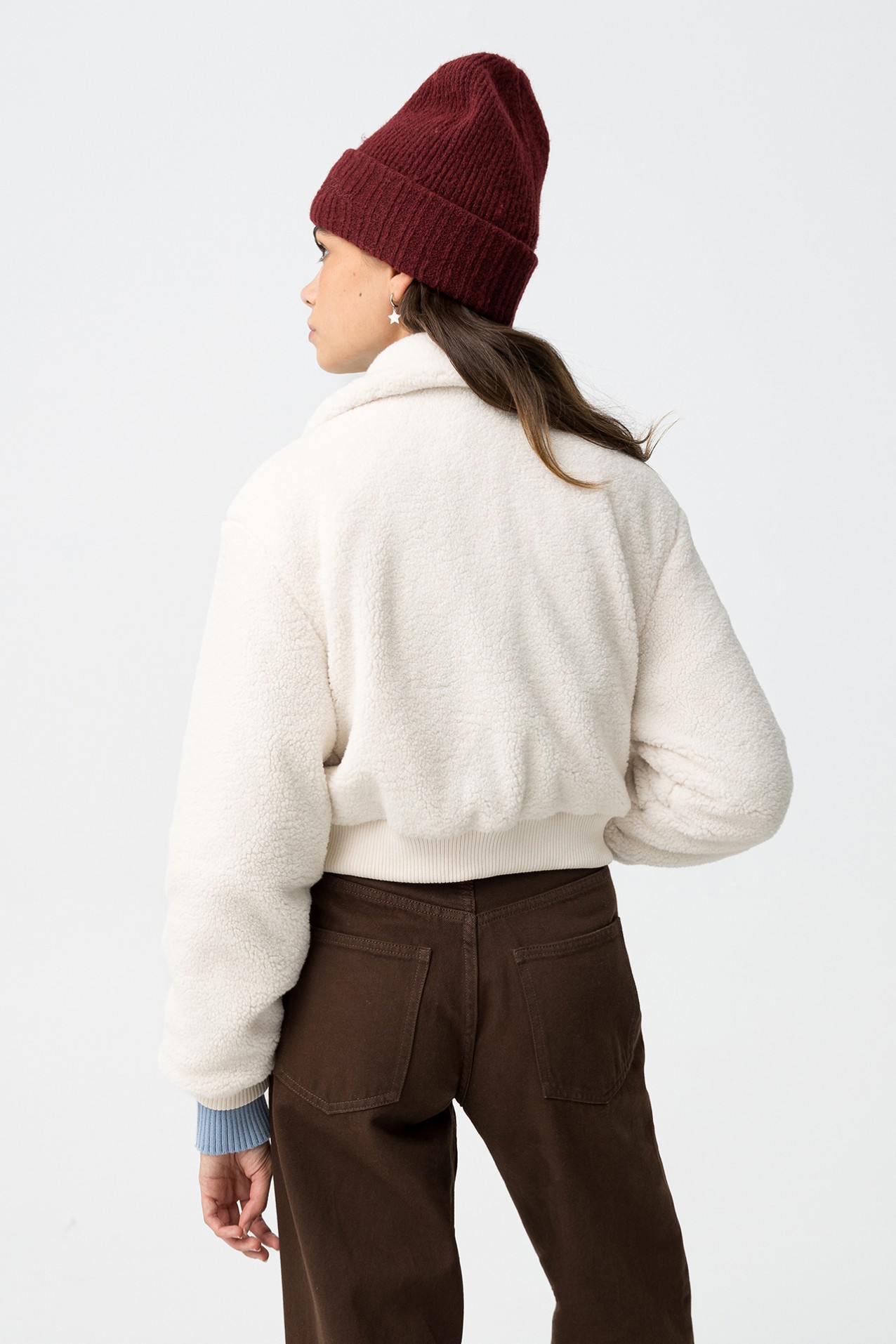 Chaqueta Cropped Efecto Sherpa
