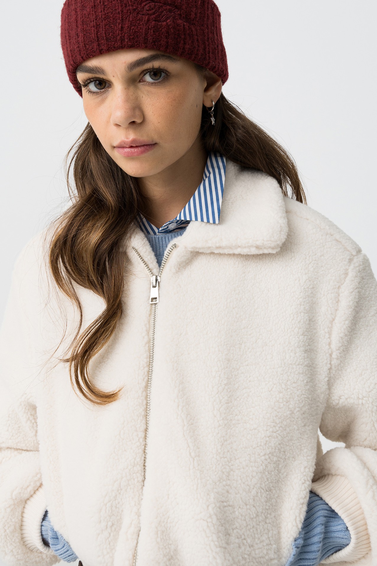 Chaqueta Cropped Efecto Sherpa